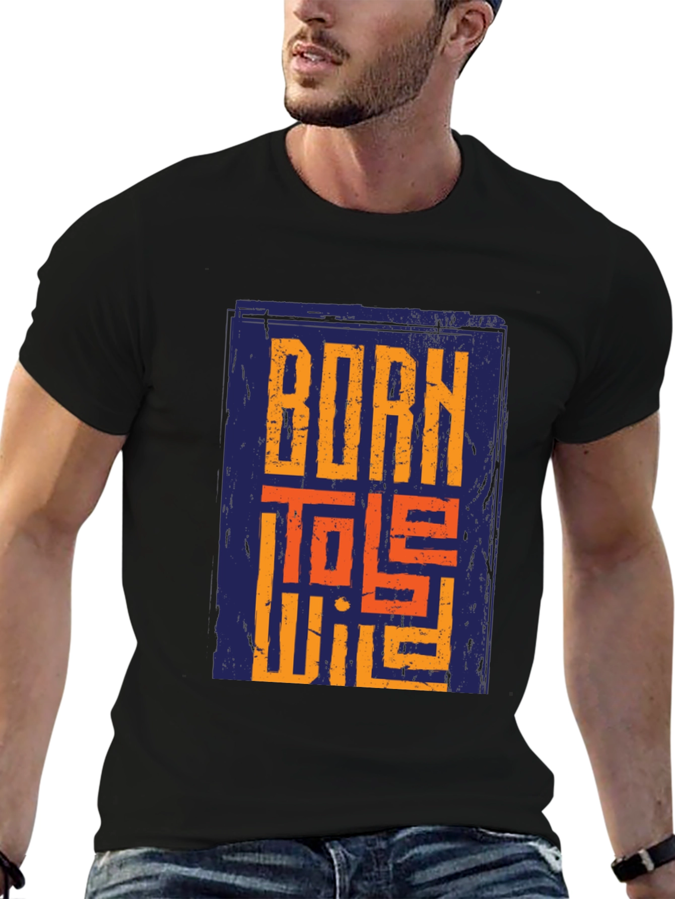 Born To Be Wild Graphic Print Black T-Shirt