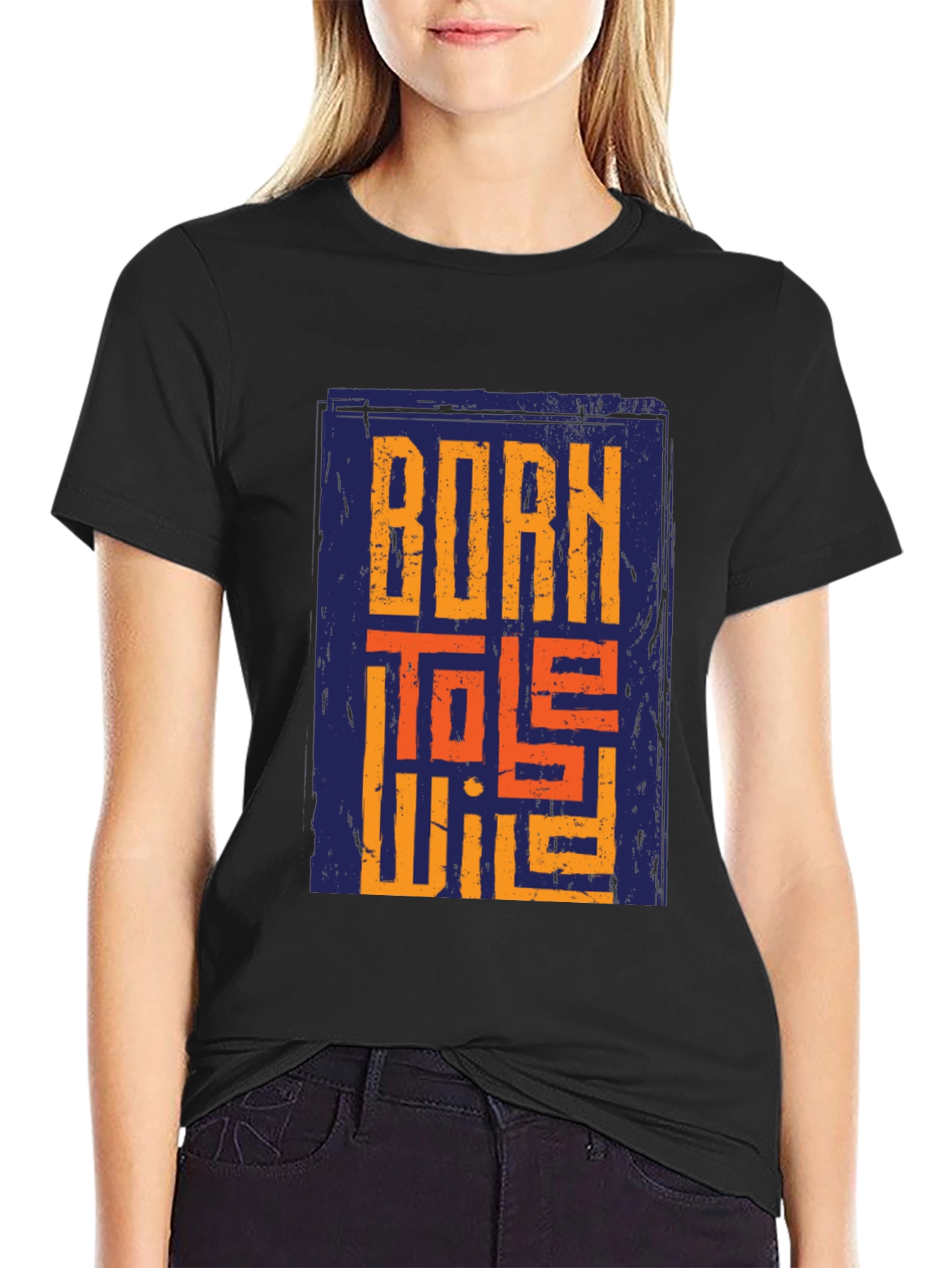 Born To Be Wild Graphic Print Black T-Shirt