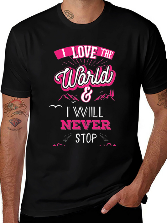 I Love The World Black Graphic Tee