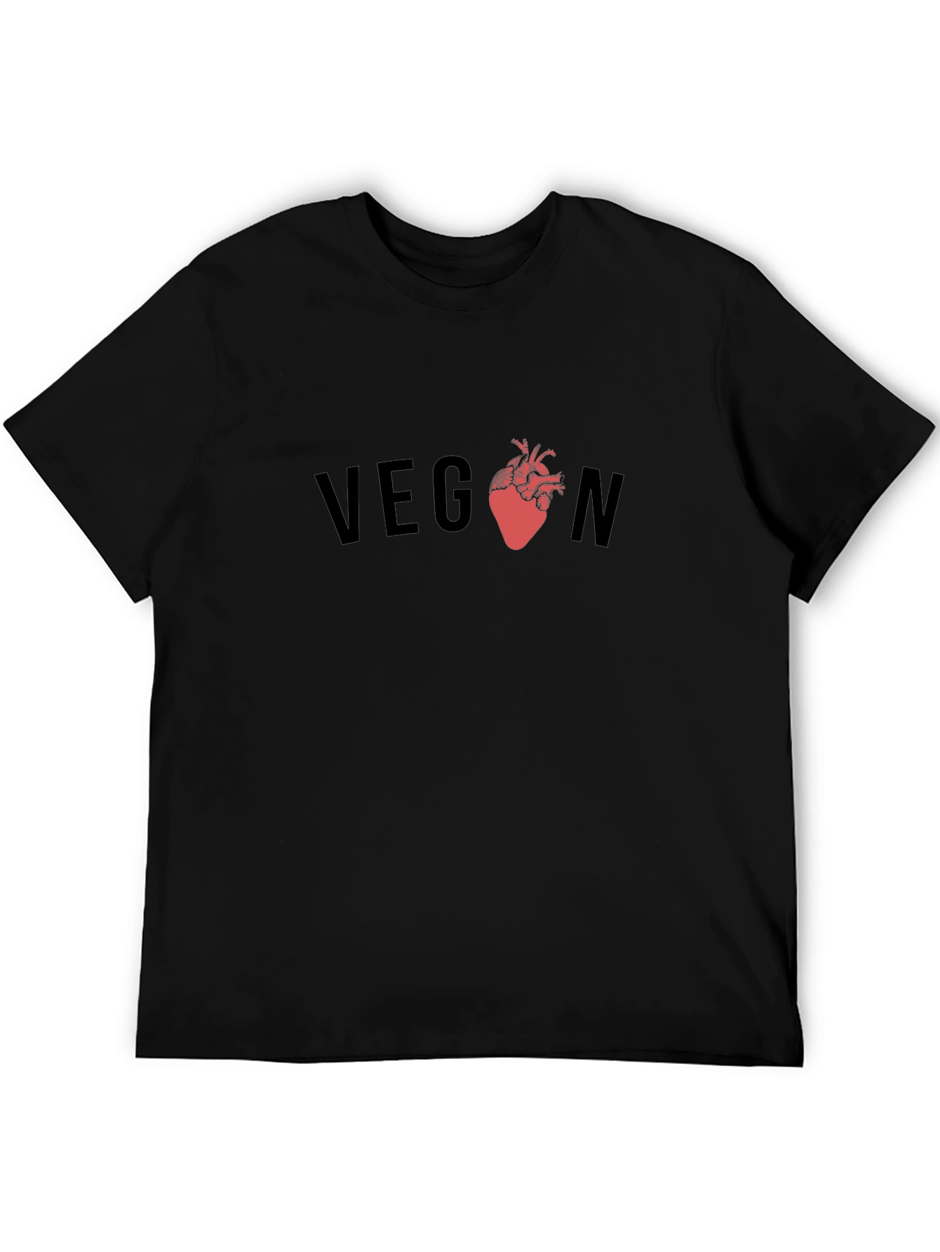 Vegan Heart Graphic Tee - Black
