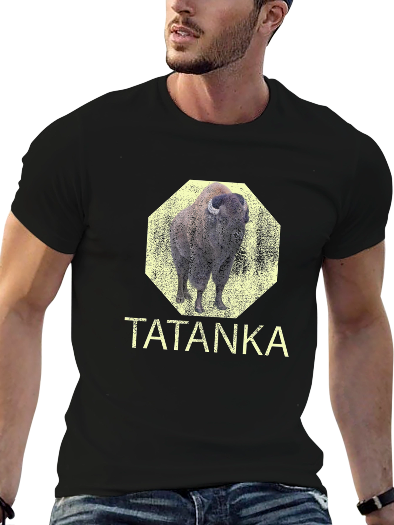 Tatanka Bison Graphic Tee - Black Cotton T-Shirt