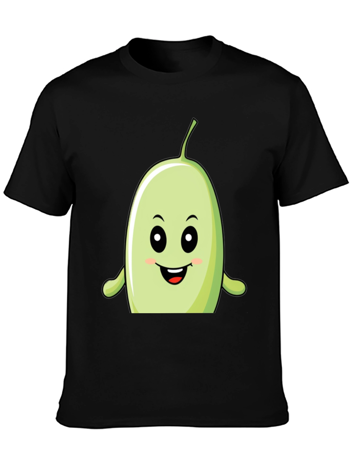 Funny Bean Cartoon Graphic Black T-Shirt