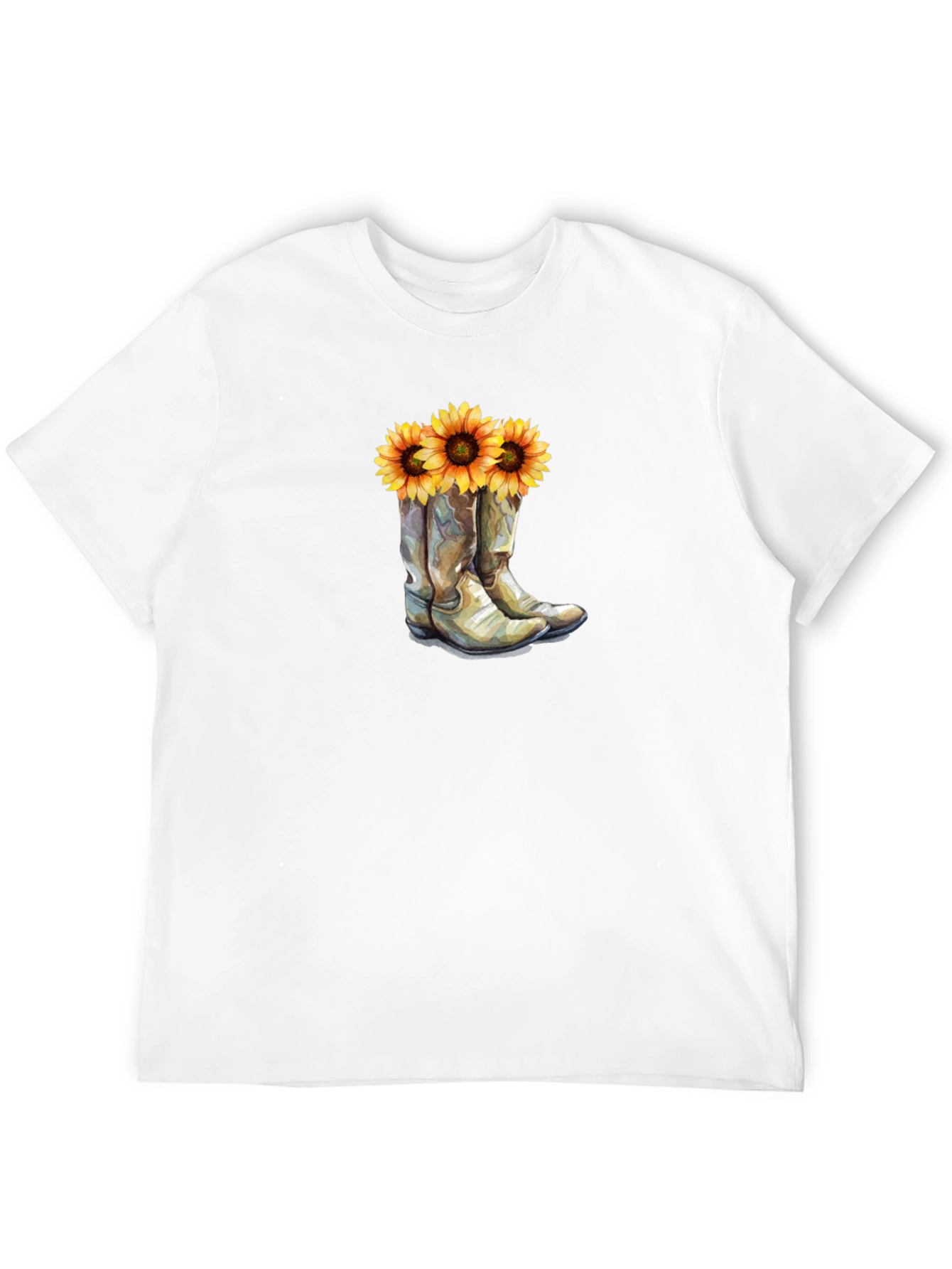 Cowboy Boots & Sunflower Graphic T-Shirt