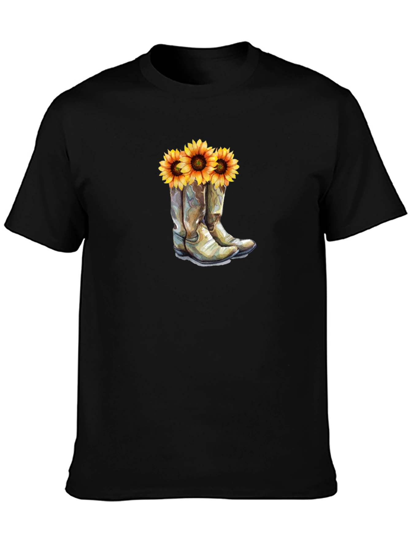 Cowboy Boots & Sunflower Graphic T-Shirt