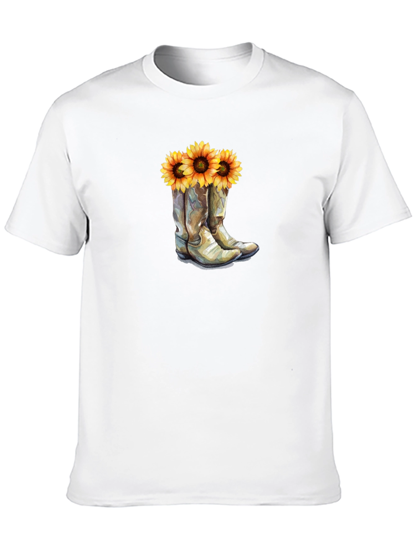 Cowboy Boots & Sunflower Graphic T-Shirt