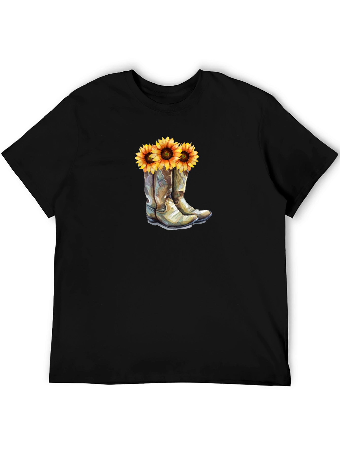 Cowboy Boots & Sunflower Graphic T-Shirt