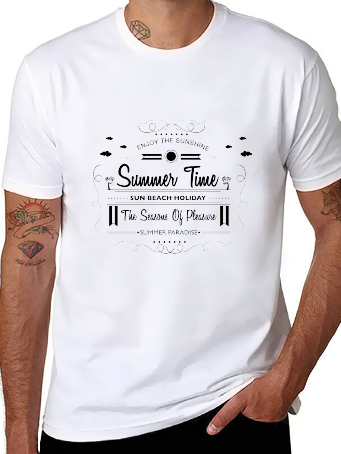 Summer Time Black Graphic Tee - Sun Beach Holiday
