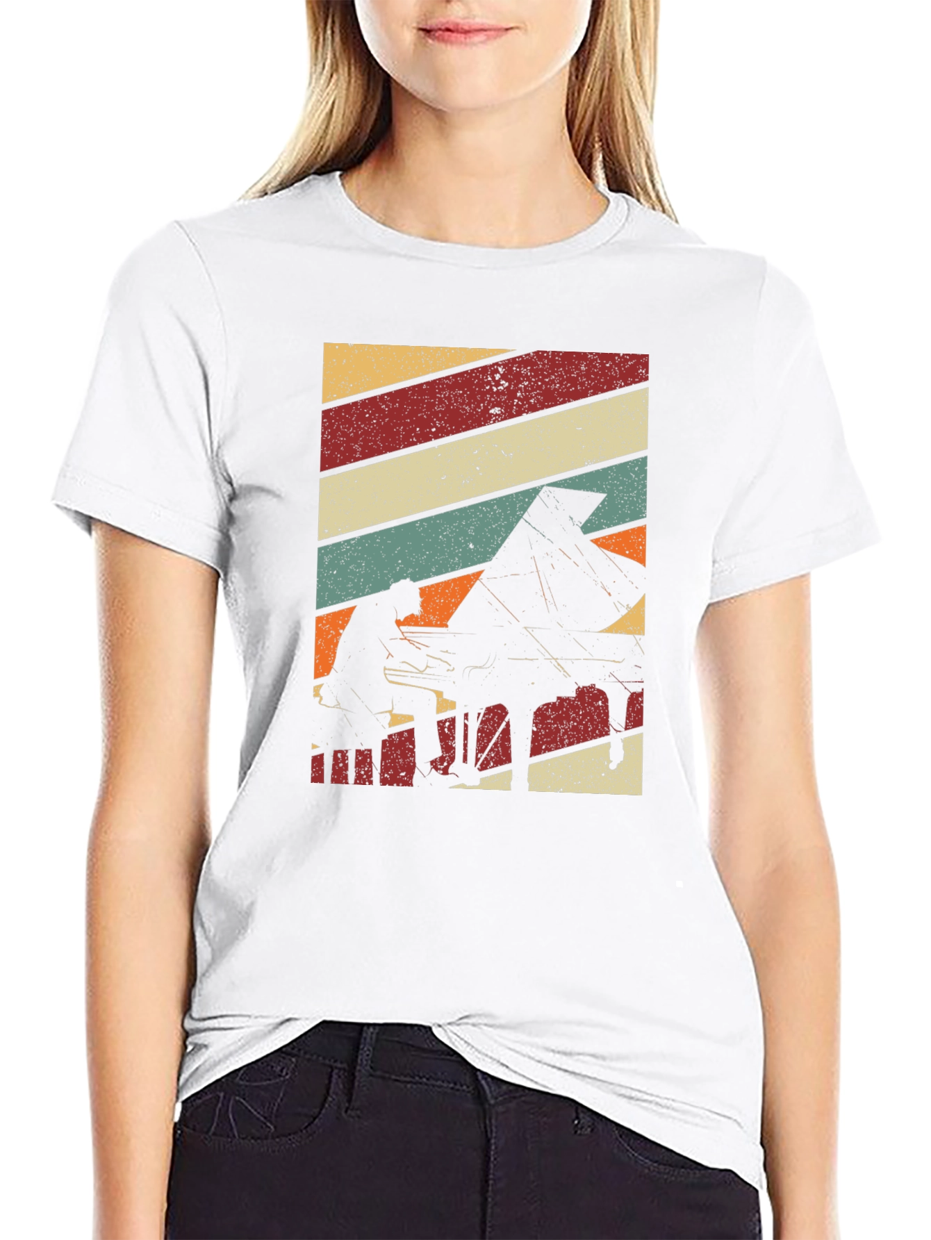 Retro Piano Player Graphic T-Shirt