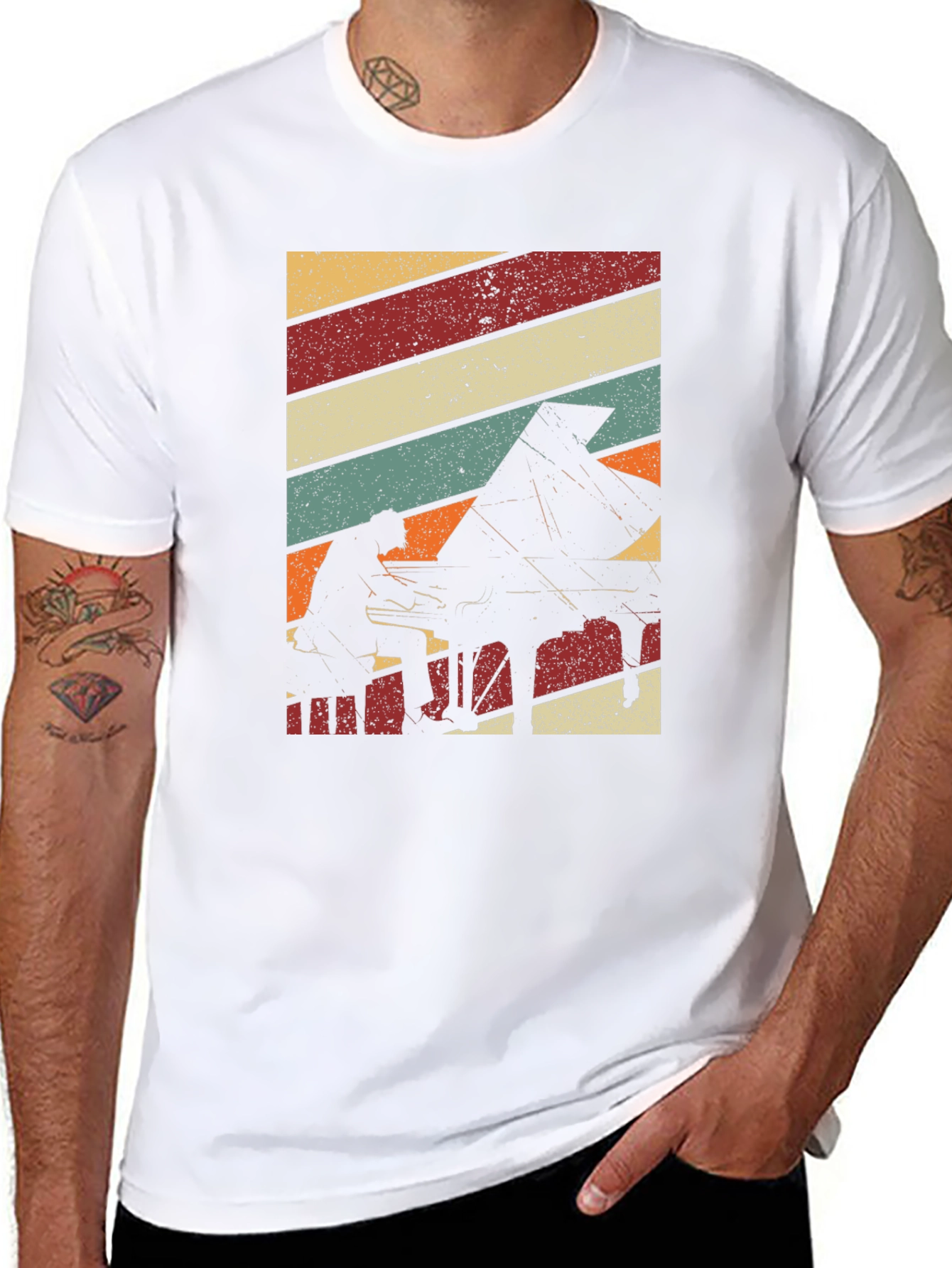 Retro Piano Player Graphic T-Shirt