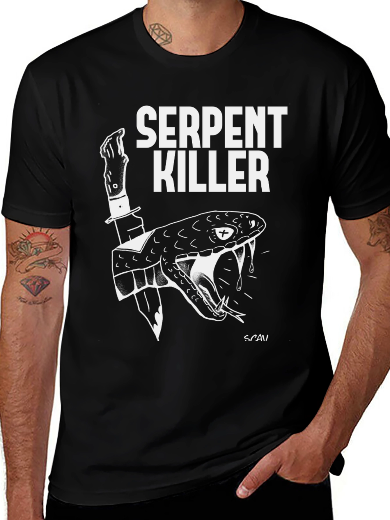 Serpent Killer Graphic Tee - Black Cotton T-Shirt