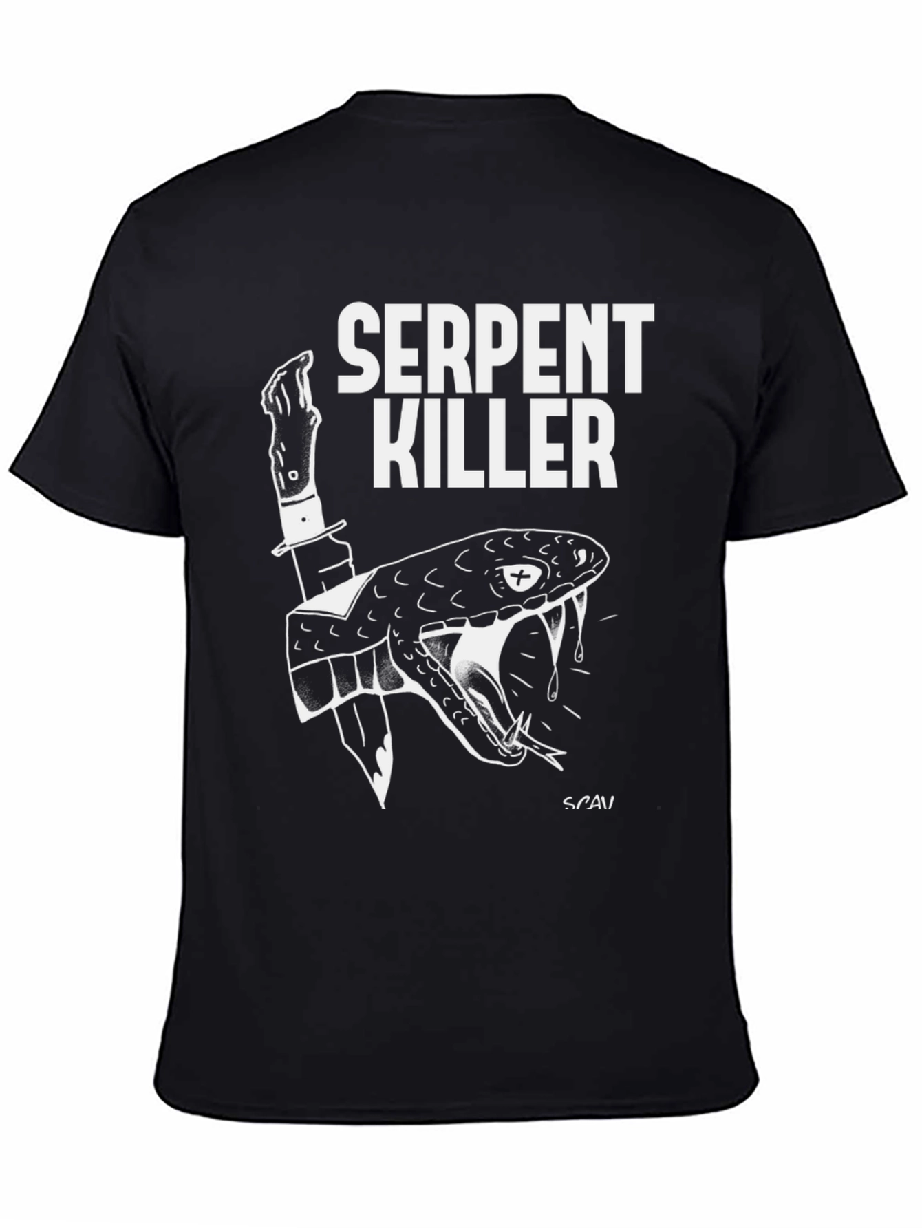 Serpent Killer Graphic Tee - Black Cotton T-Shirt