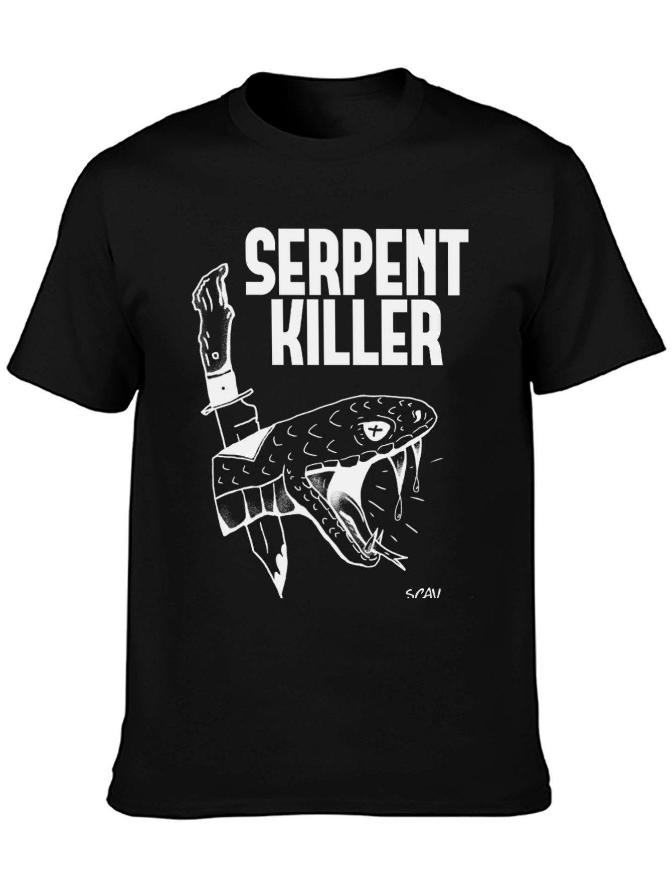 Serpent Killer Graphic Tee - Black Cotton T-Shirt
