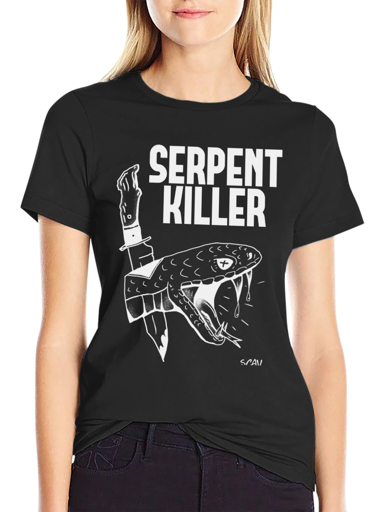 Serpent Killer Graphic Tee - Black Cotton T-Shirt
