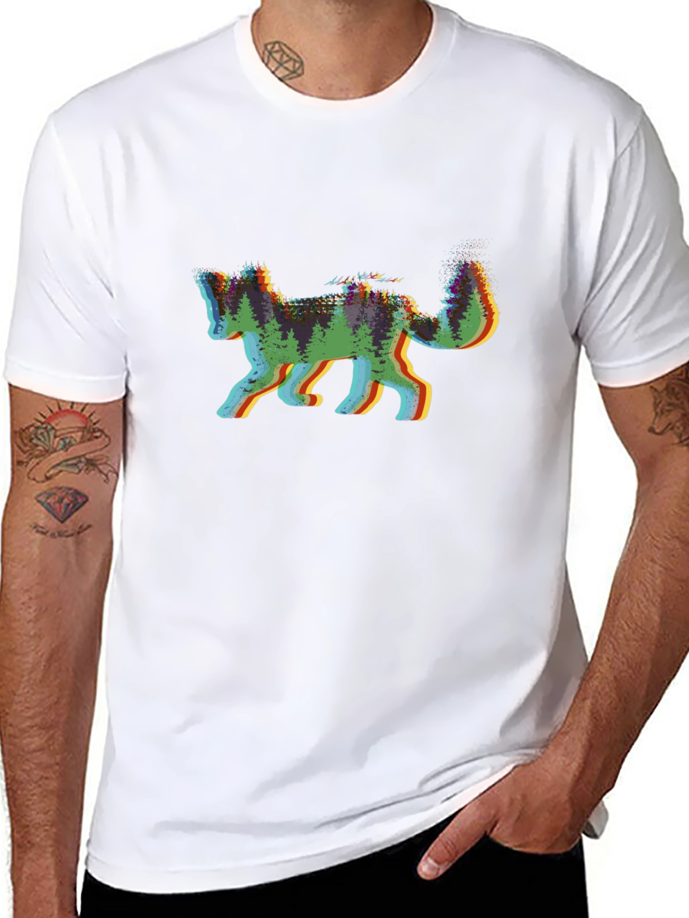 Nature Fox Graphic Tee - Black Cotton Shirt