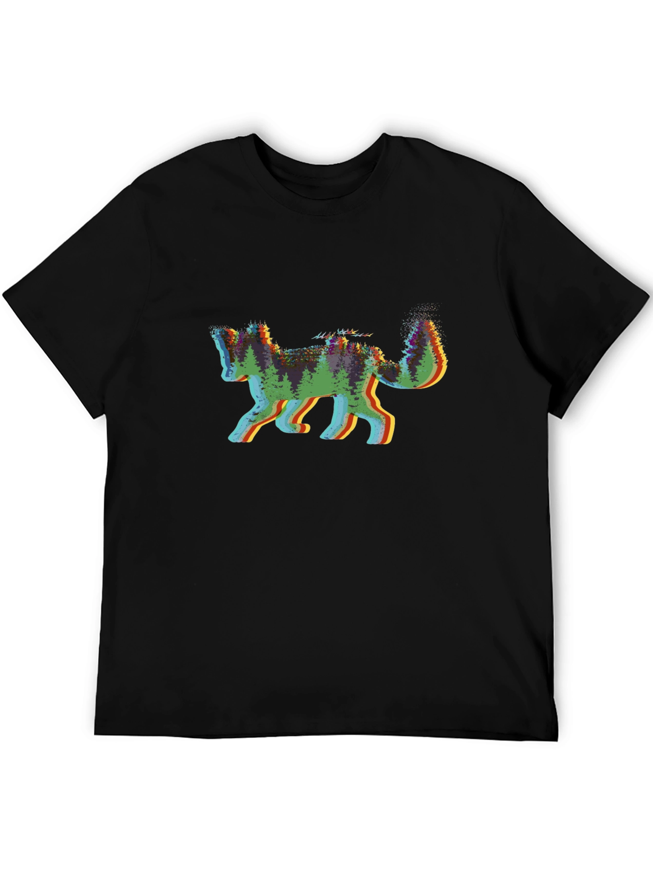 Nature Fox Graphic Tee - Black Cotton Shirt
