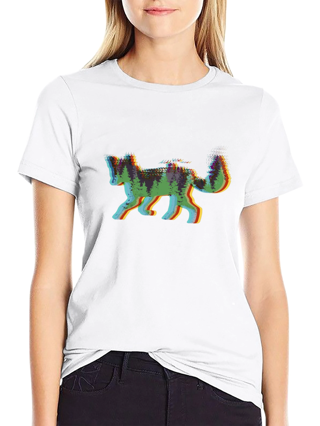 Nature Fox Graphic Tee - Black Cotton Shirt