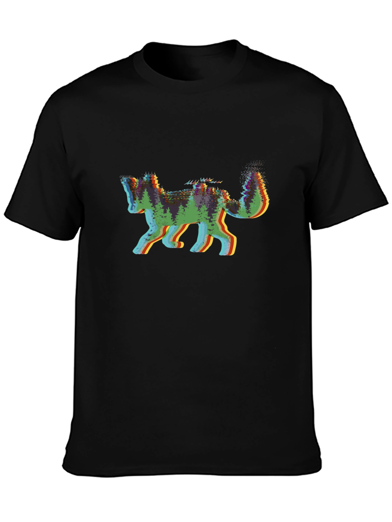 Nature Fox Graphic Tee - Black Cotton Shirt