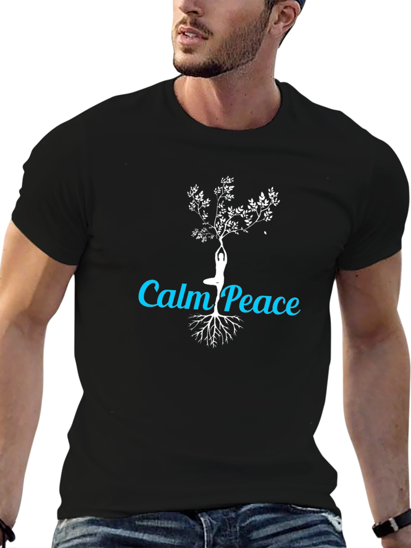 Calm Peace Yoga Tree Graphic T-Shirt