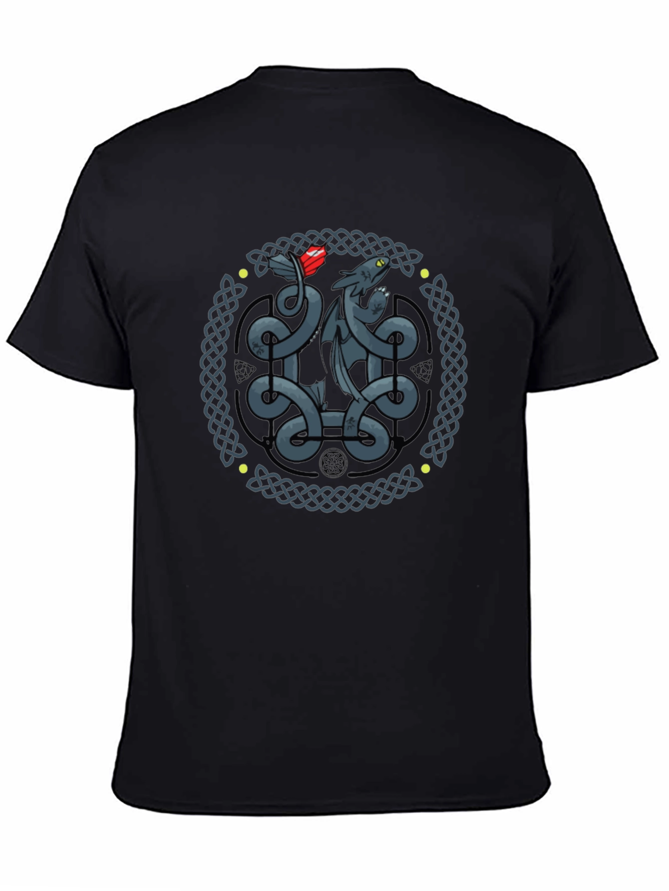 Celtic Dragon Knot Graphic T-Shirt - Black