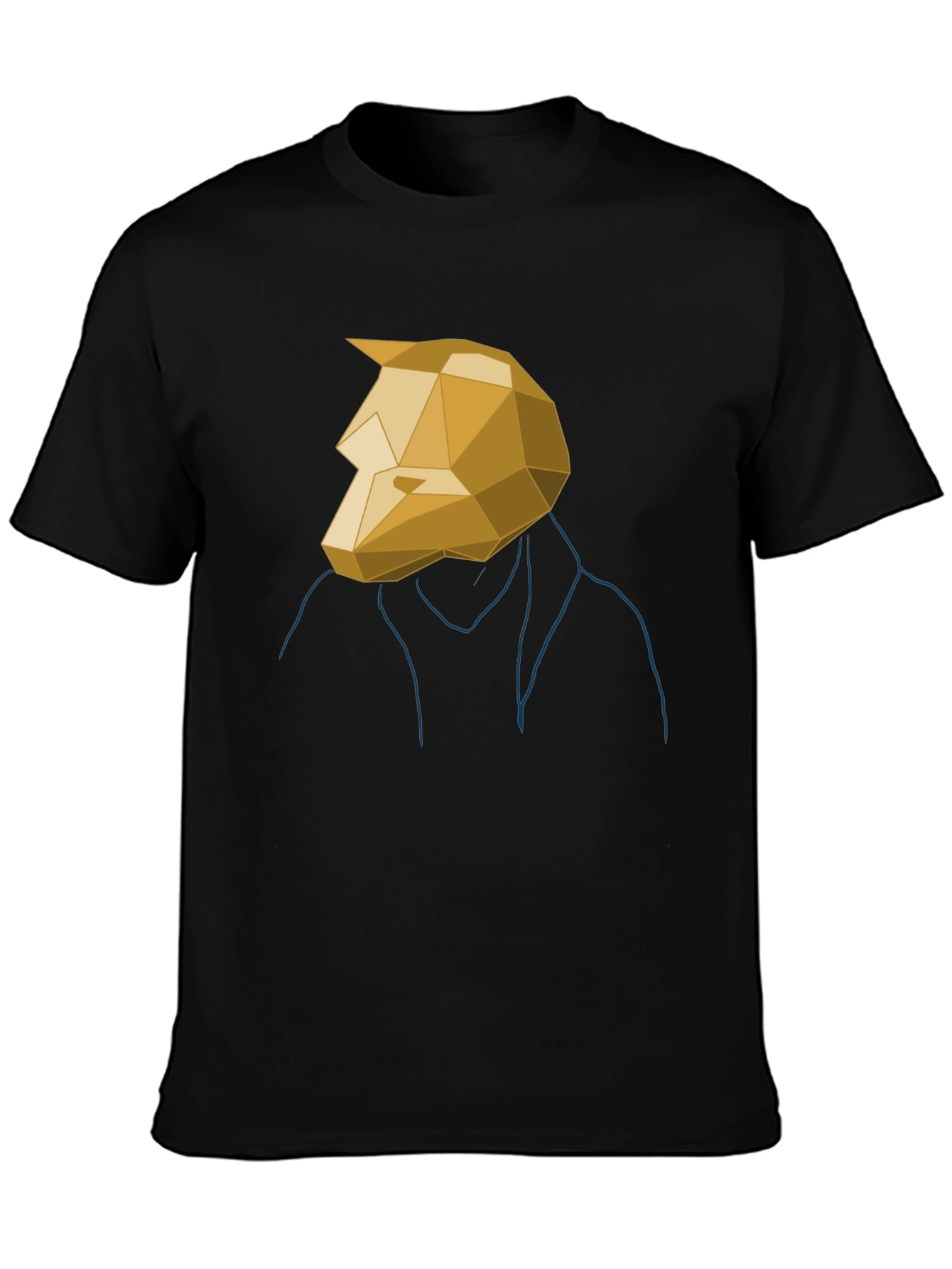 Geometric Wolf Head Graphic Tee - Mens Black T-Shirt