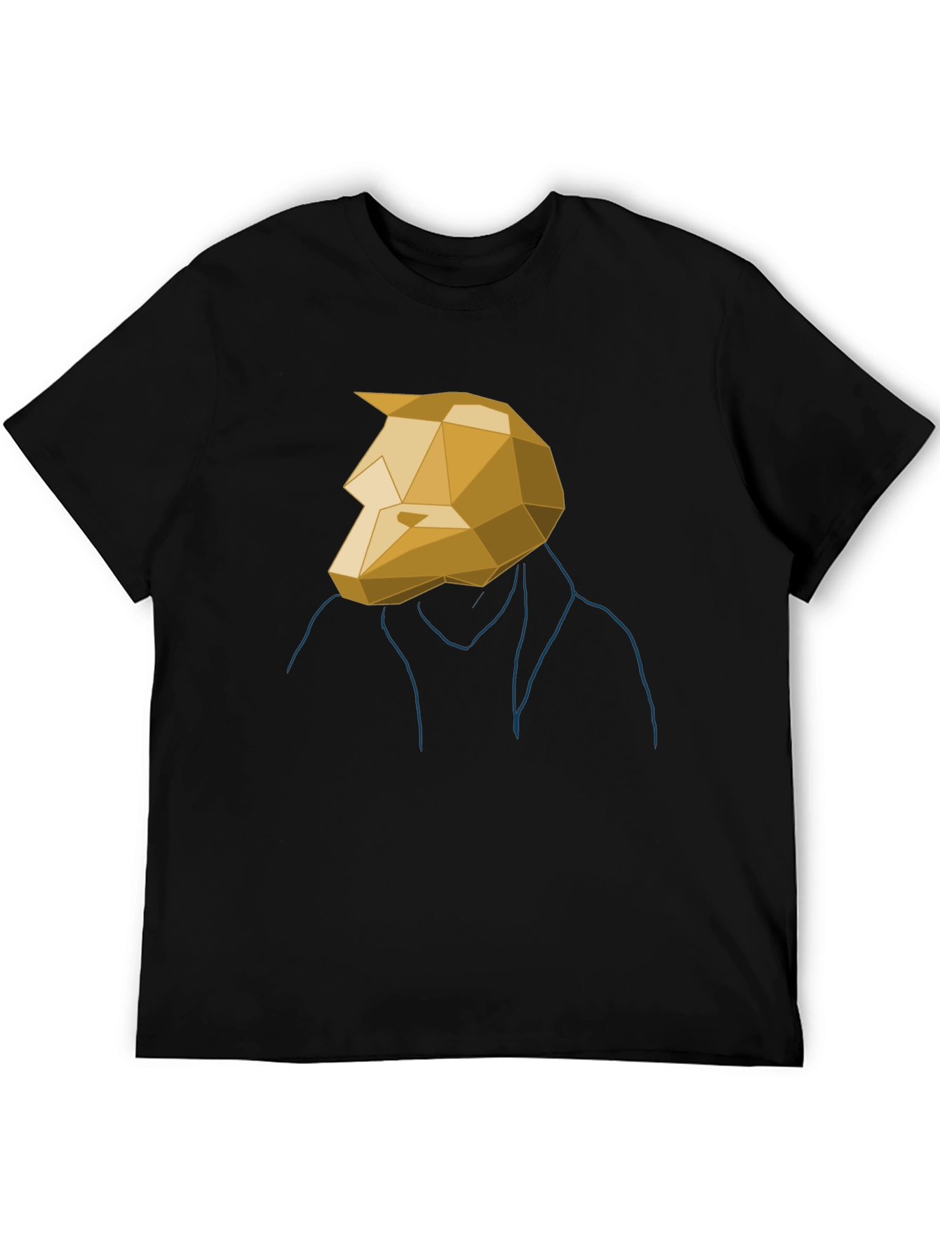 Geometric Wolf Head Graphic Tee - Mens Black T-Shirt