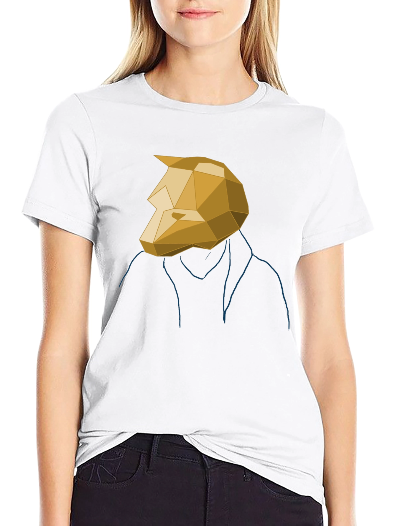 Geometric Wolf Head Graphic Tee - Mens Black T-Shirt