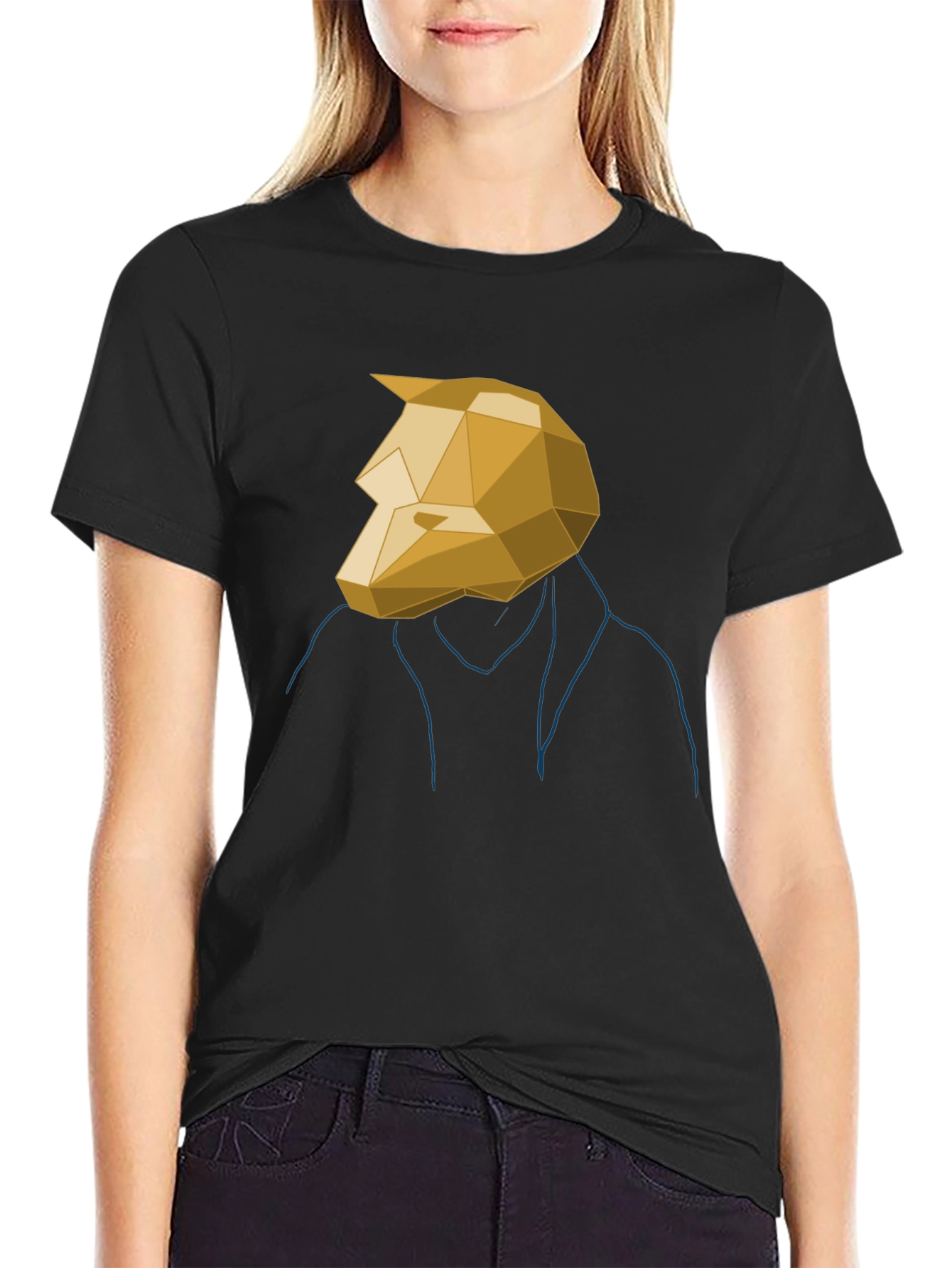 Geometric Wolf Head Graphic Tee - Mens Black T-Shirt