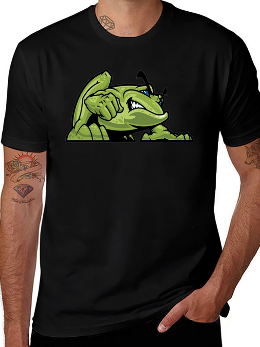 Green Angry Bug Graphic Tee - Mens Black T-Shirt