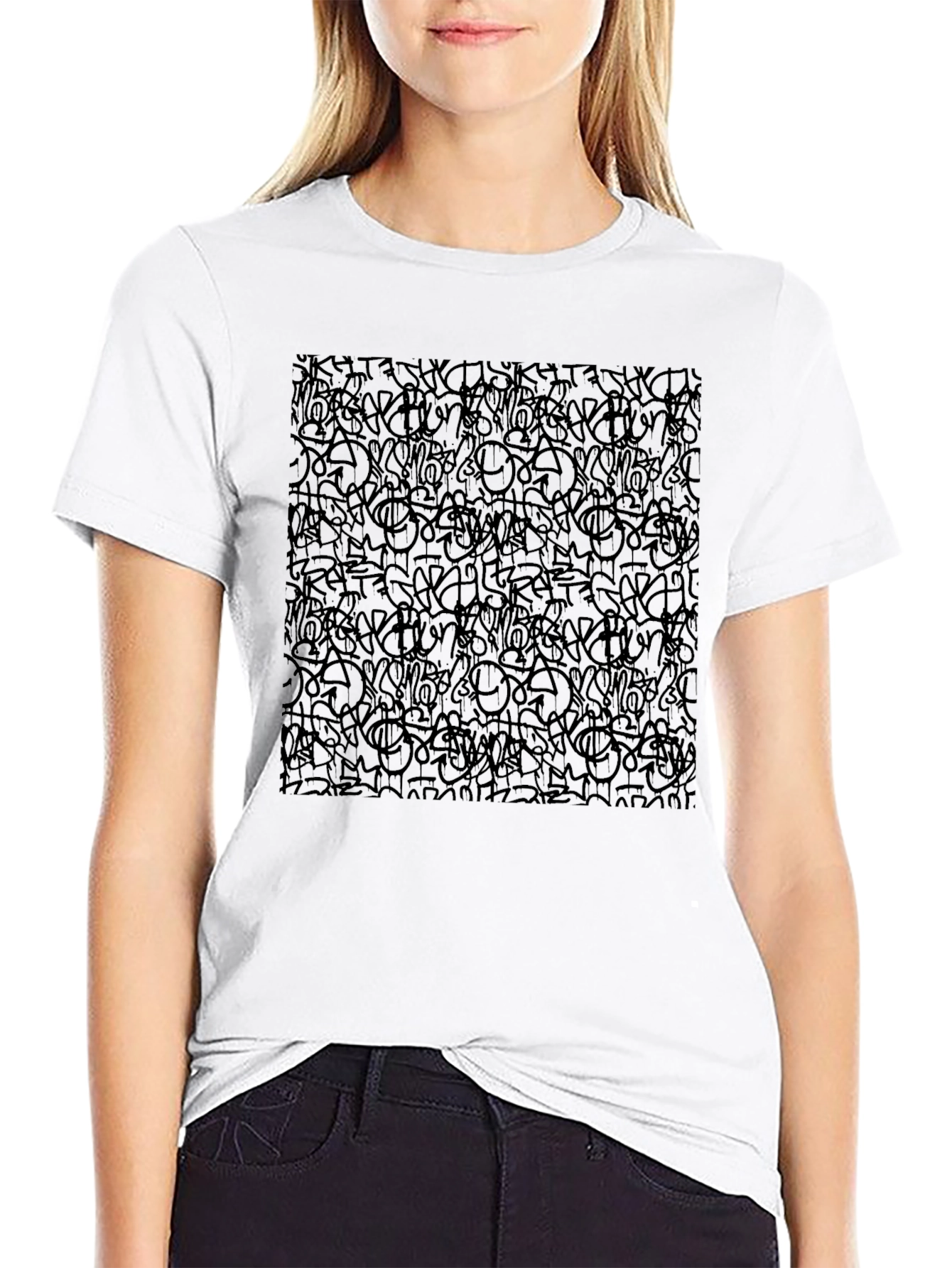 Abstract Graffiti Black T-Shirt
