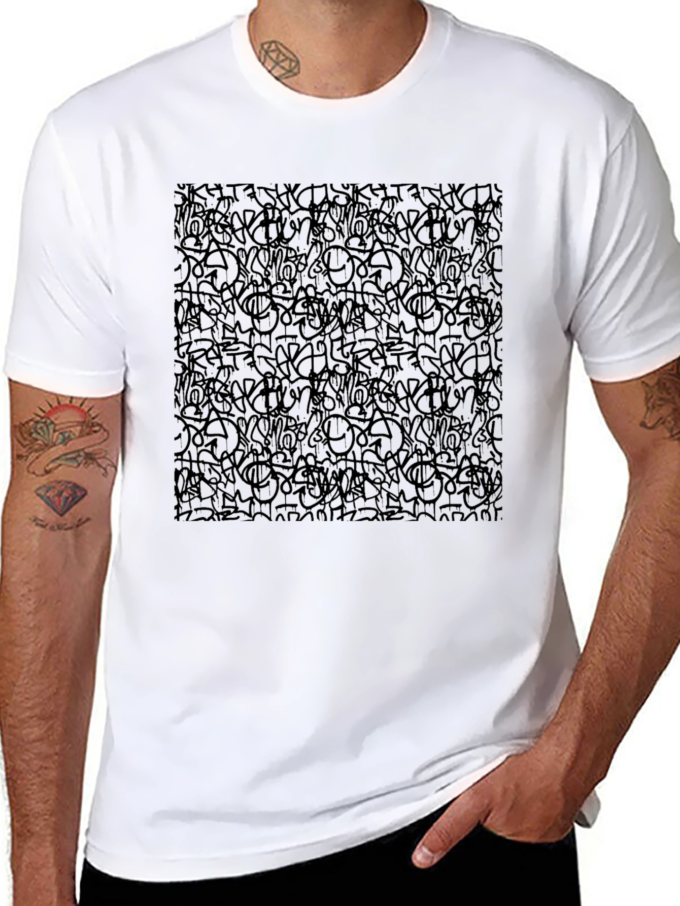 Abstract Graffiti Black T-Shirt