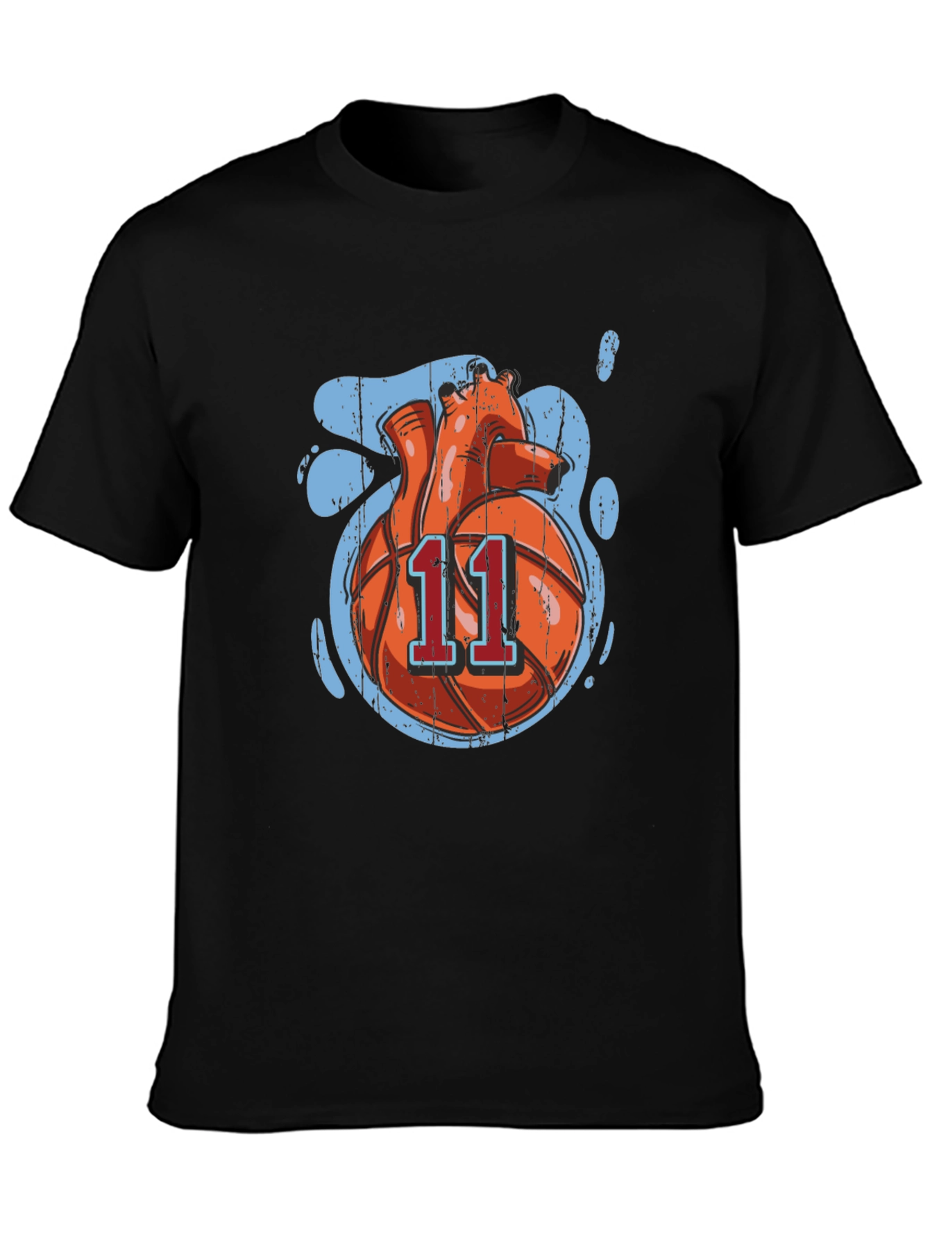 Basketball Heart Graphic Tee - Black Cotton