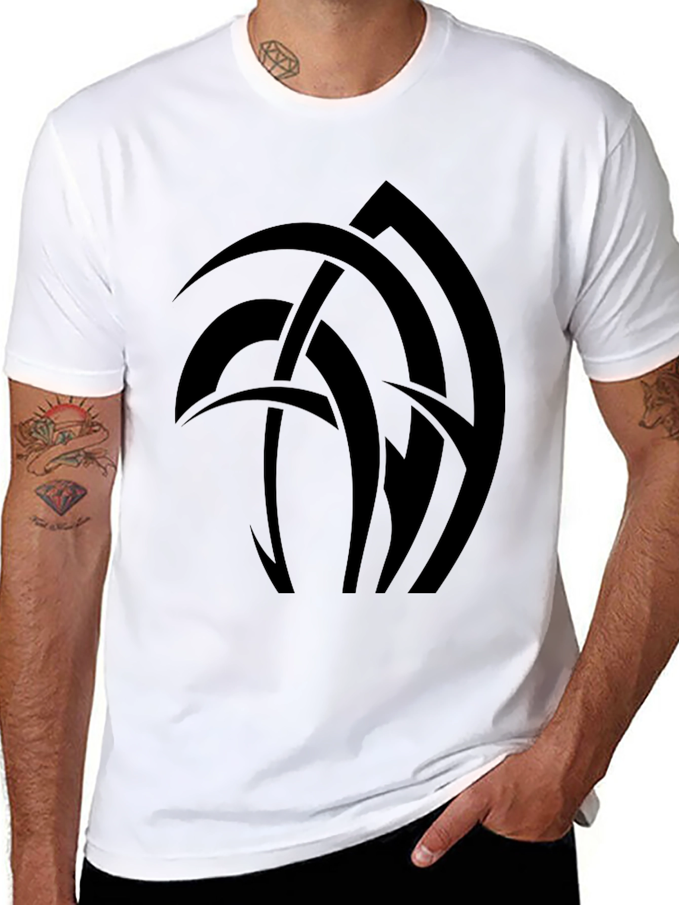 Abstract Graphic Tee - Black Cotton Blend T-Shirt