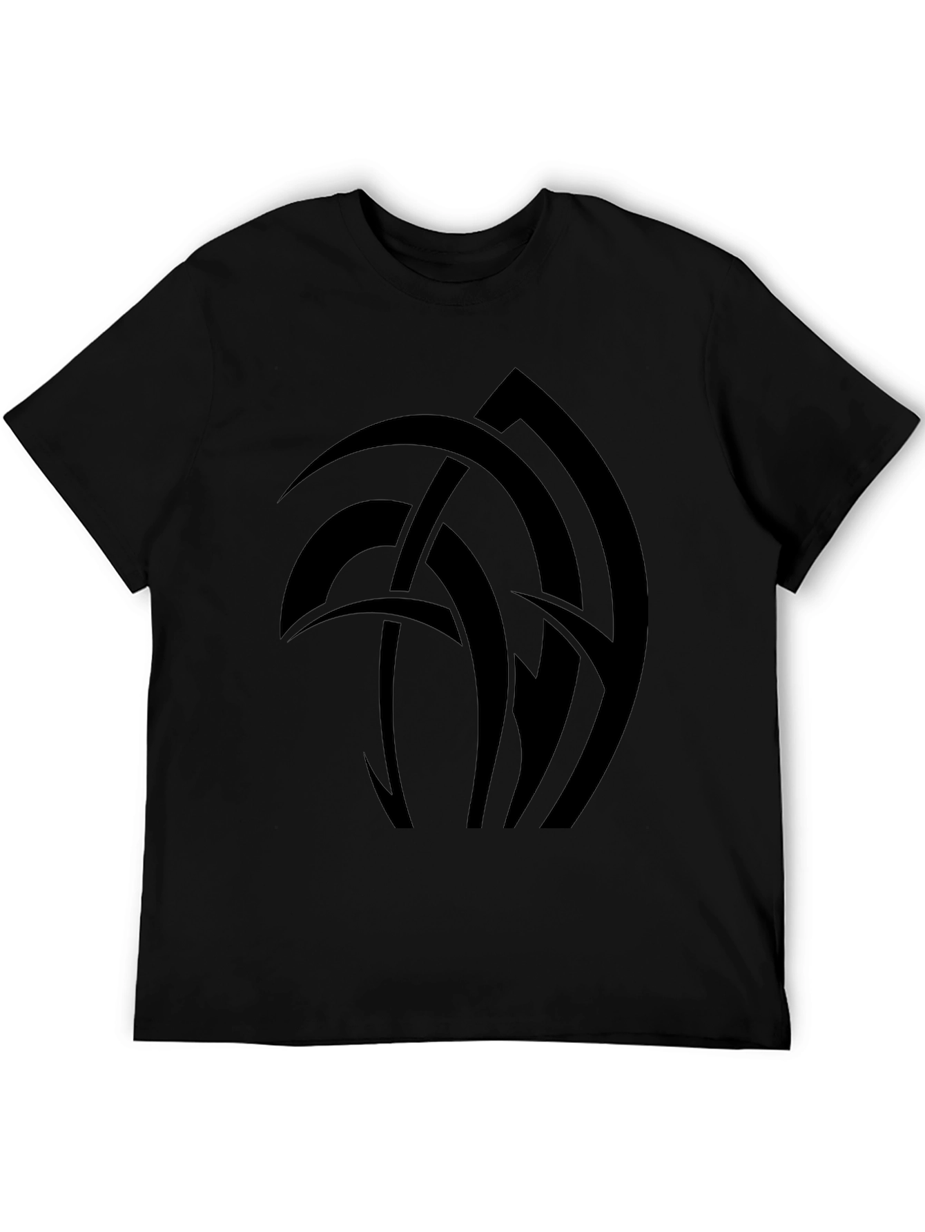 Abstract Graphic Tee - Black Cotton Blend T-Shirt