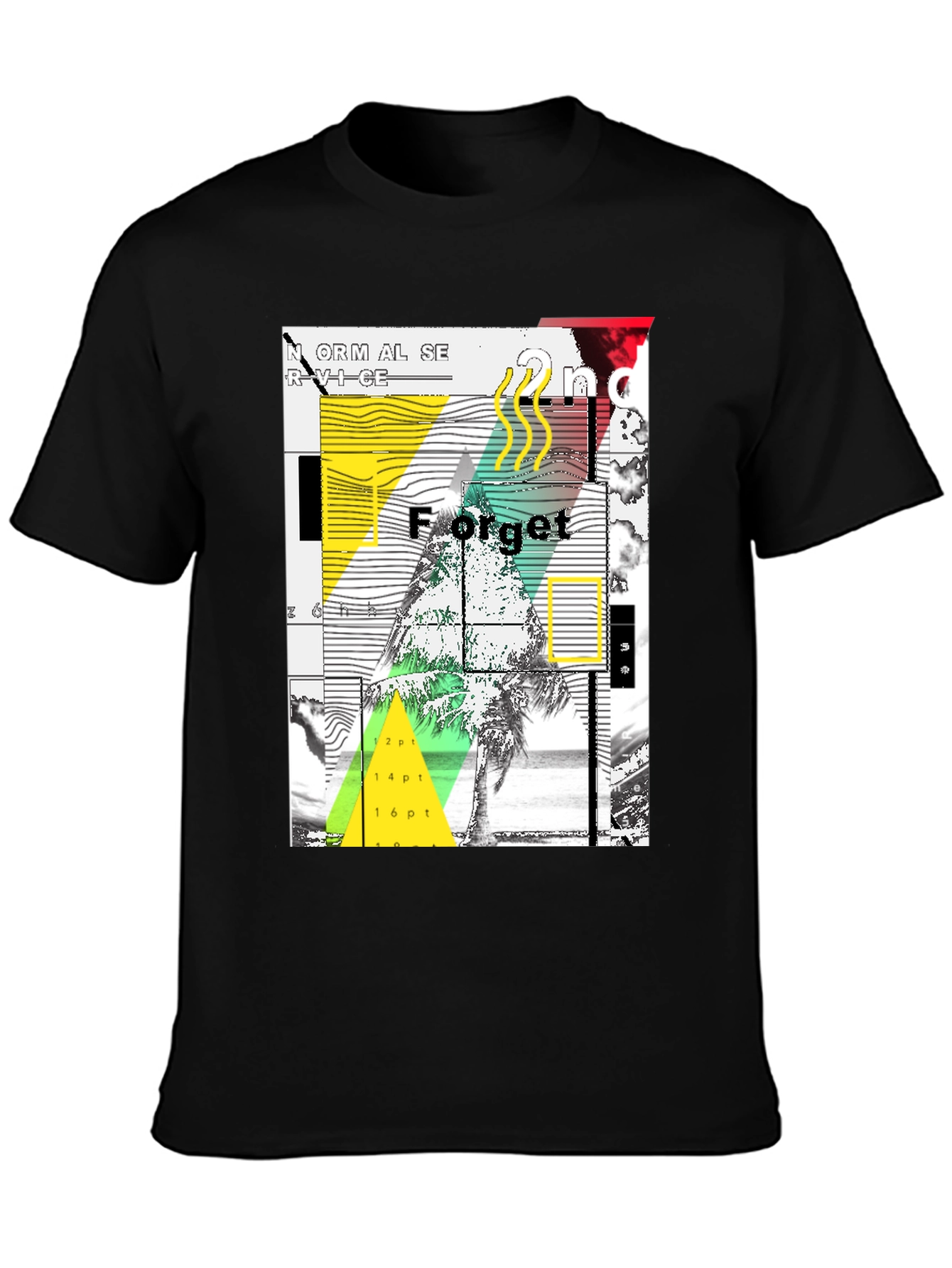 Abstract Graphic Print Mens Black T-Shirt