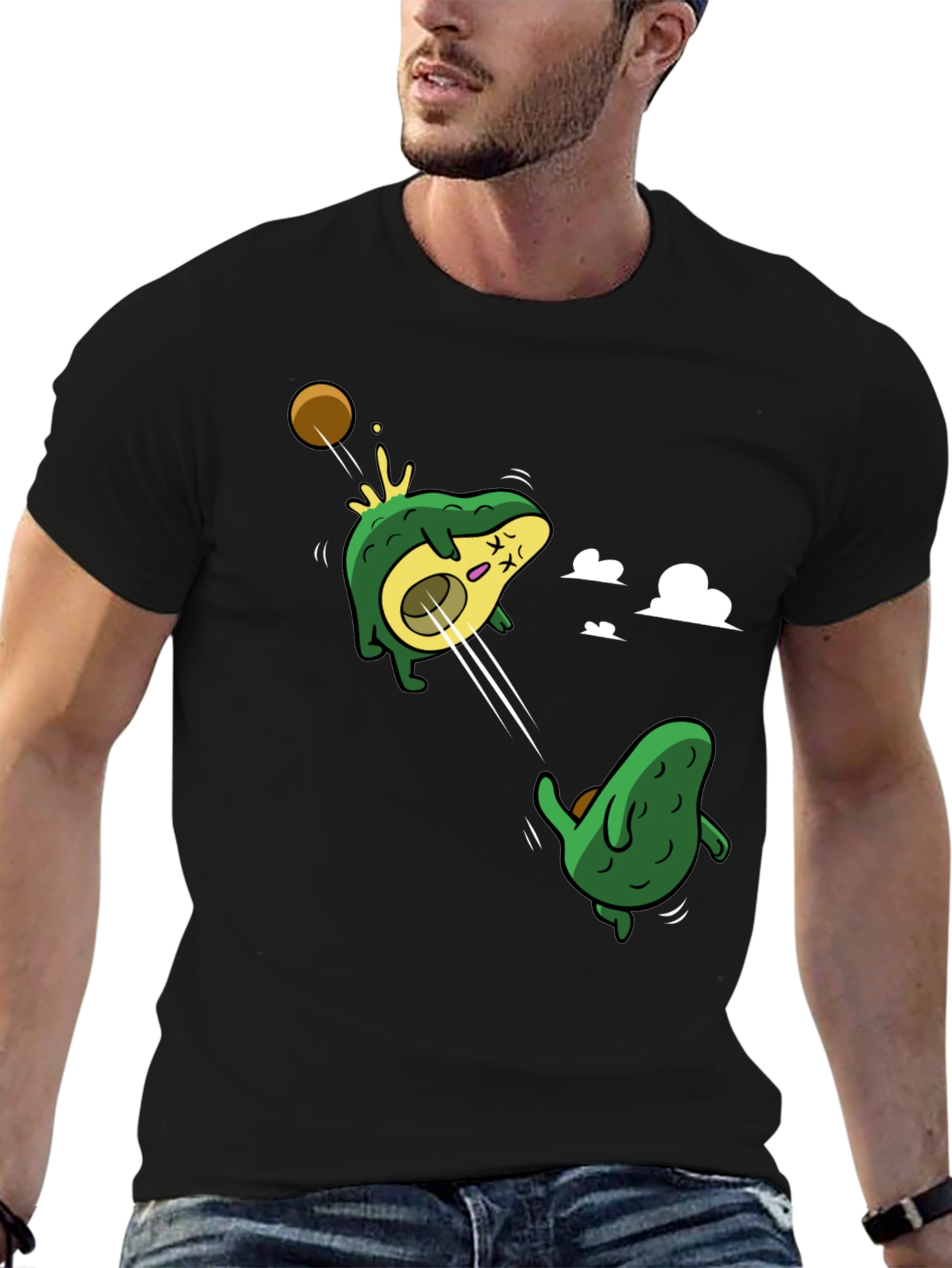 Avocado Duel Graphic T-Shirt - Black Cotton Tee
