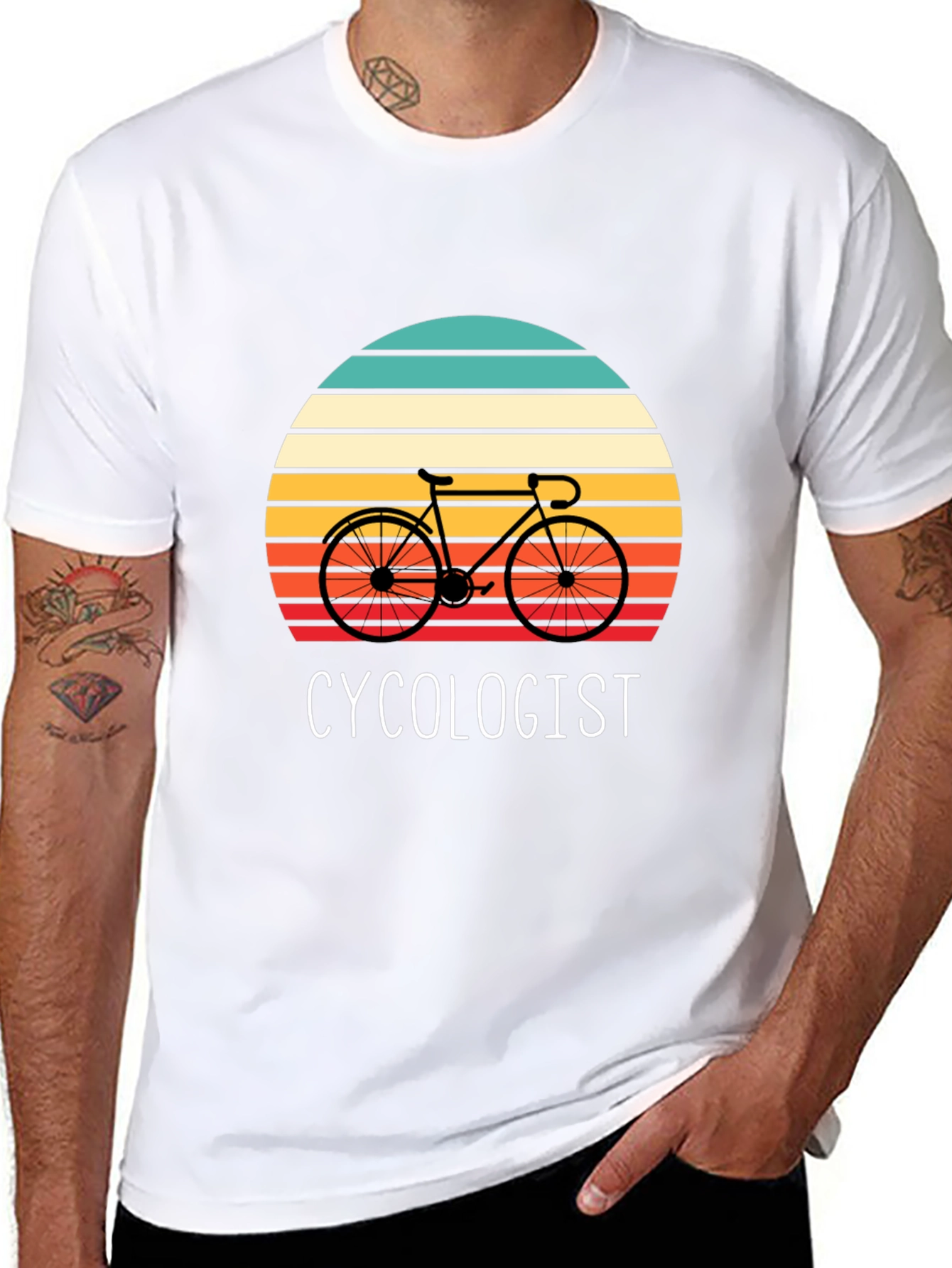 Cycologist Graphic Tee - Retro Sunset Bike Lover