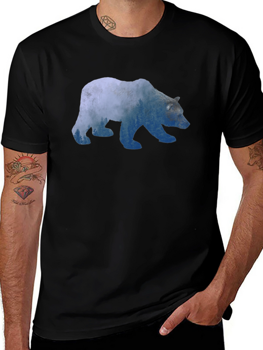 Bear Silhouette Graphic Print T-Shirt