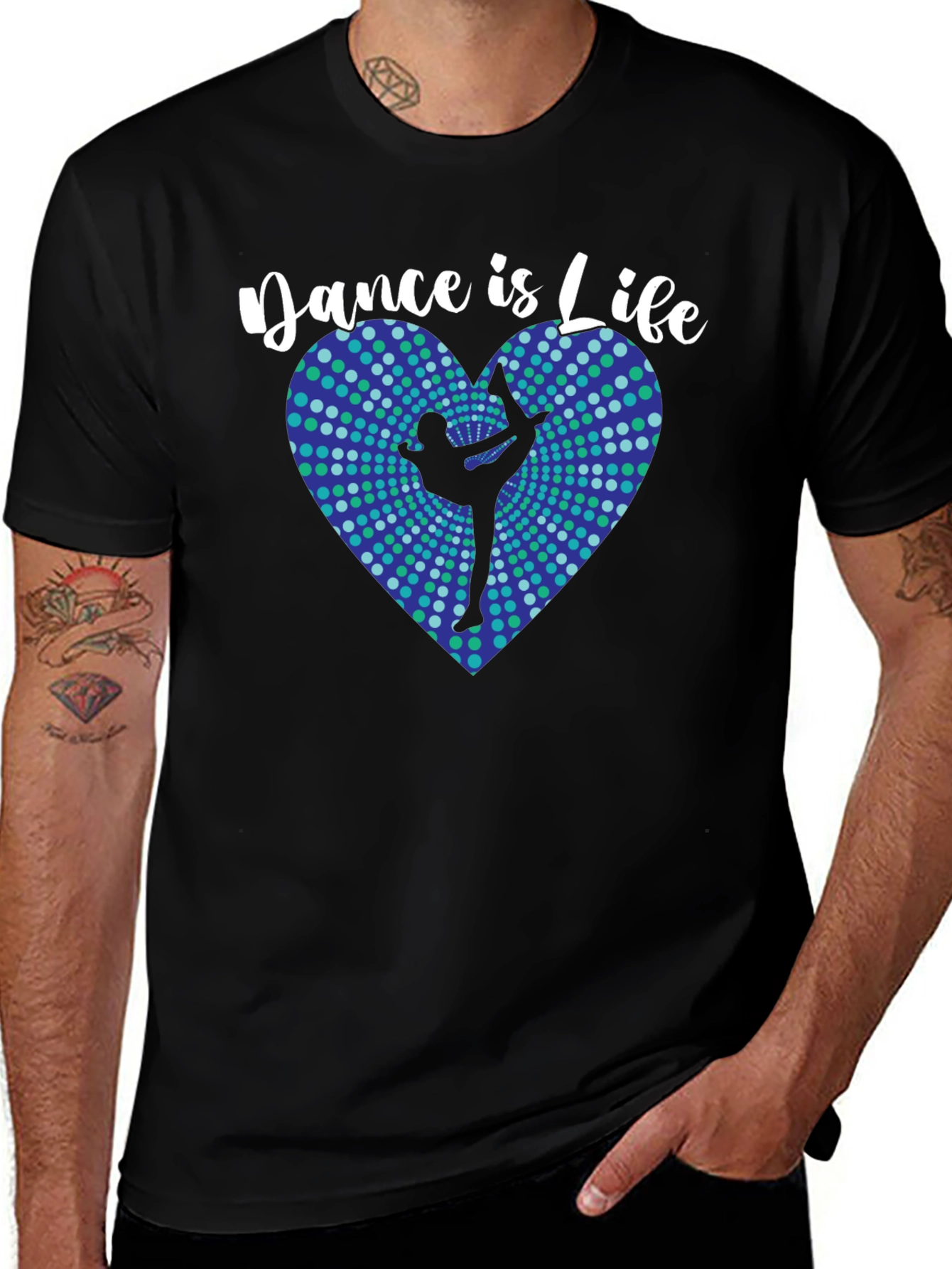 Dance Is Life Black T-Shirt - Heart Design