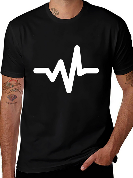 Heartbeat Graphic Tee - Trendy Black Cotton T-Shirt