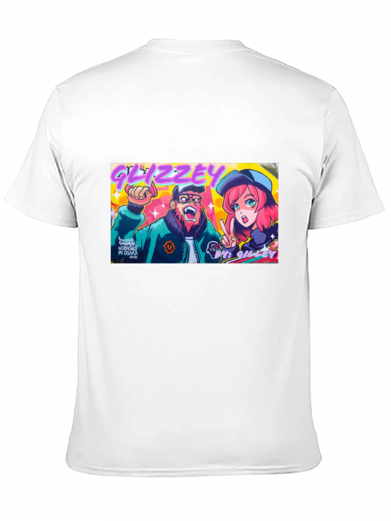 Glizzey Cartoon Graphic Print Black T-Shirt