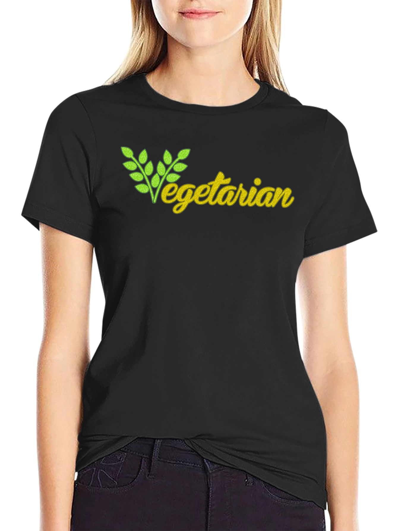 Vegetarian T-Shirt - Black Cotton Tee