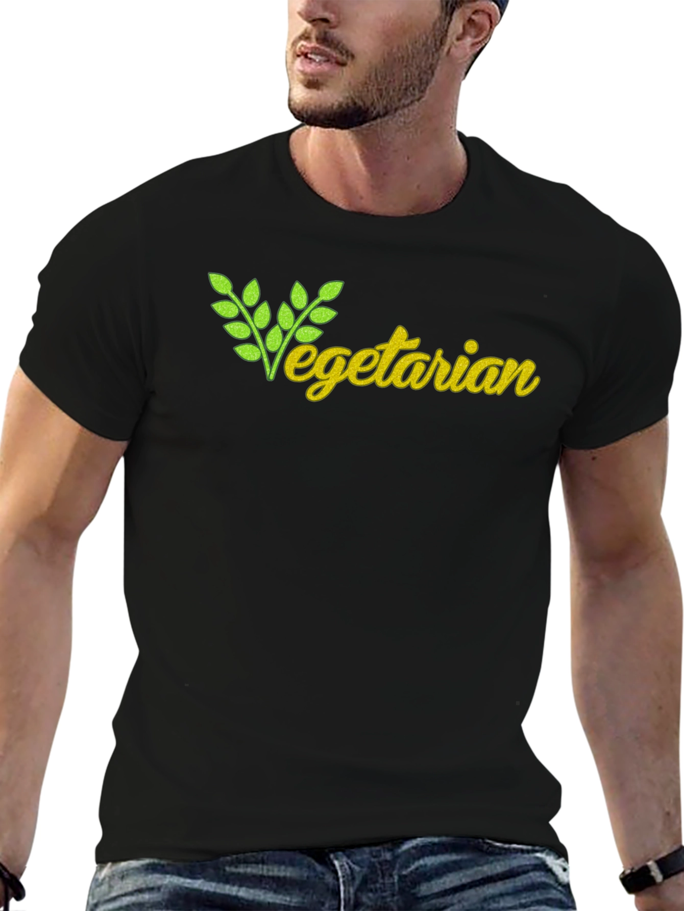 Vegetarian T-Shirt - Black Cotton Tee