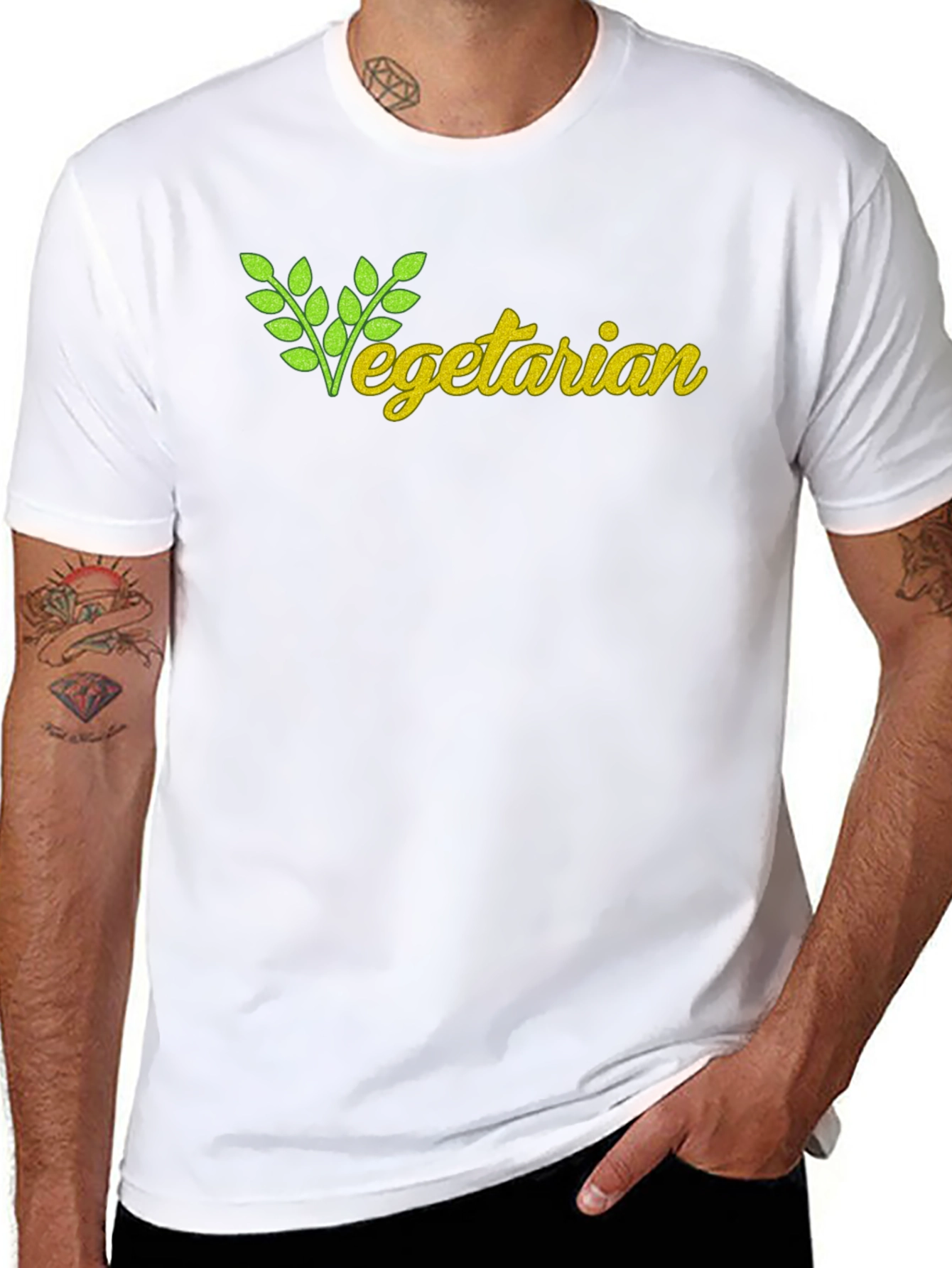Vegetarian T-Shirt - Black Cotton Tee