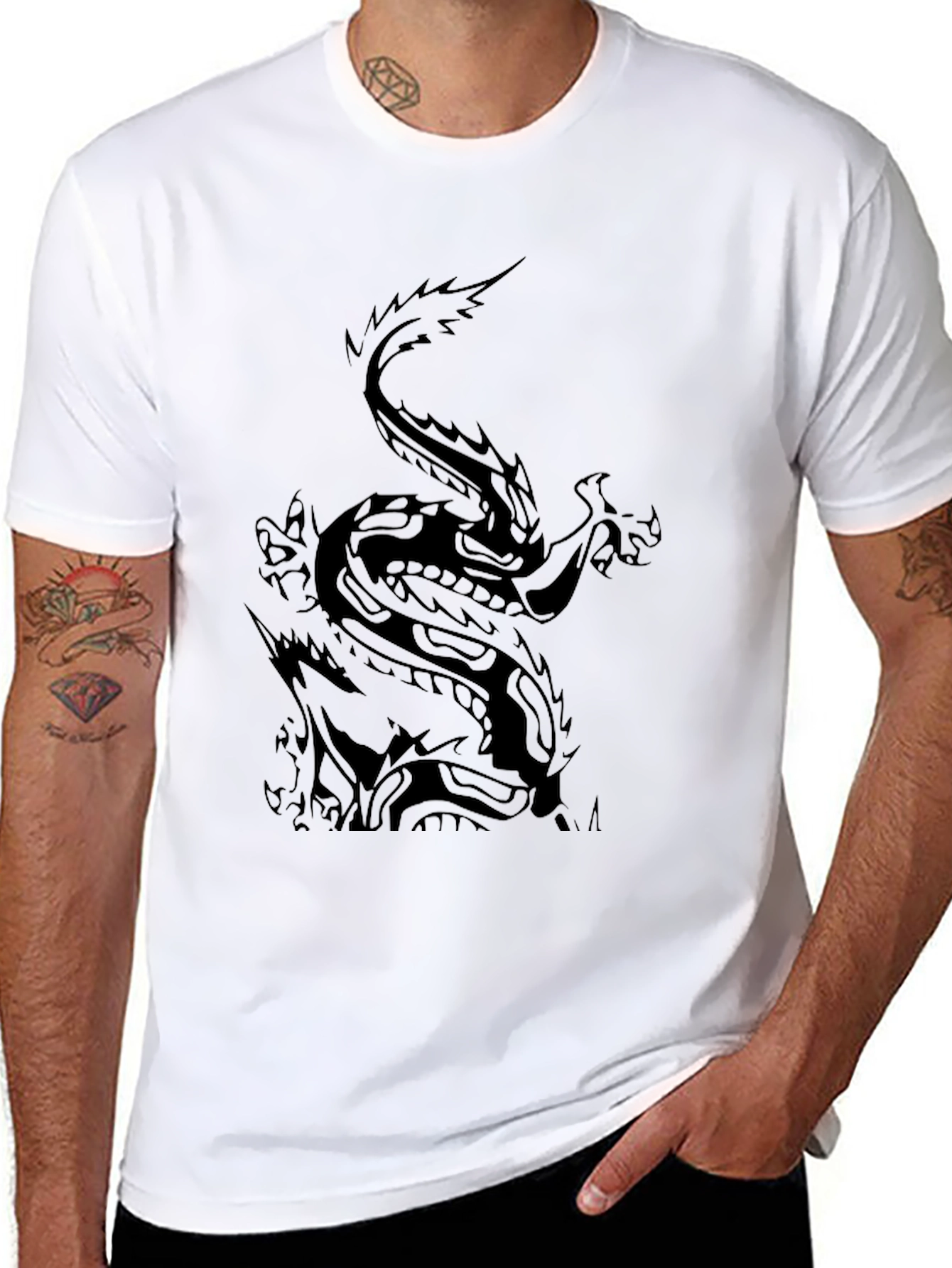 Dragon Graphic Black T-Shirt - Mens Casual Tee