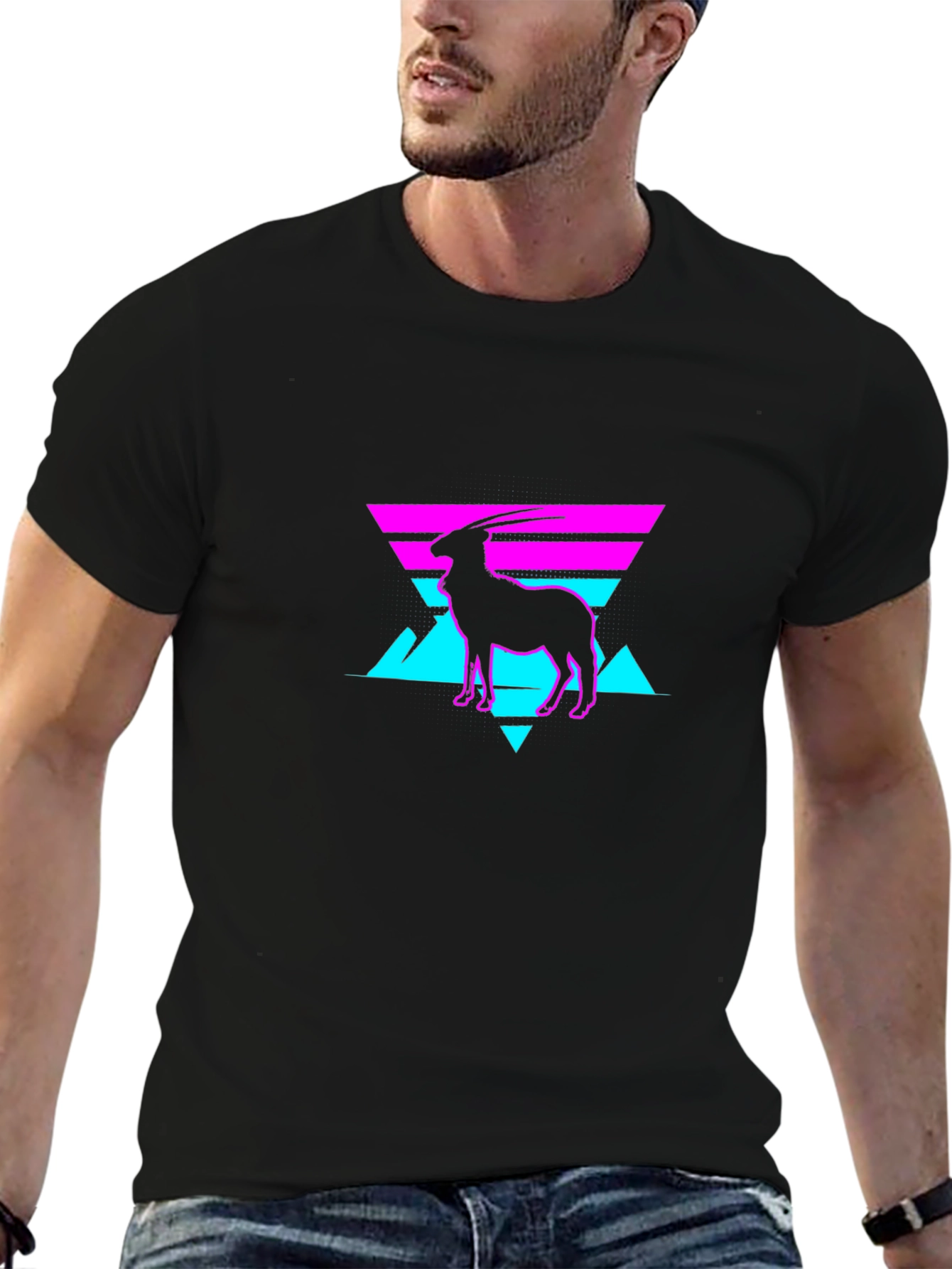 Retro Goat Graphic Tee - Cool Neon Style Shirt