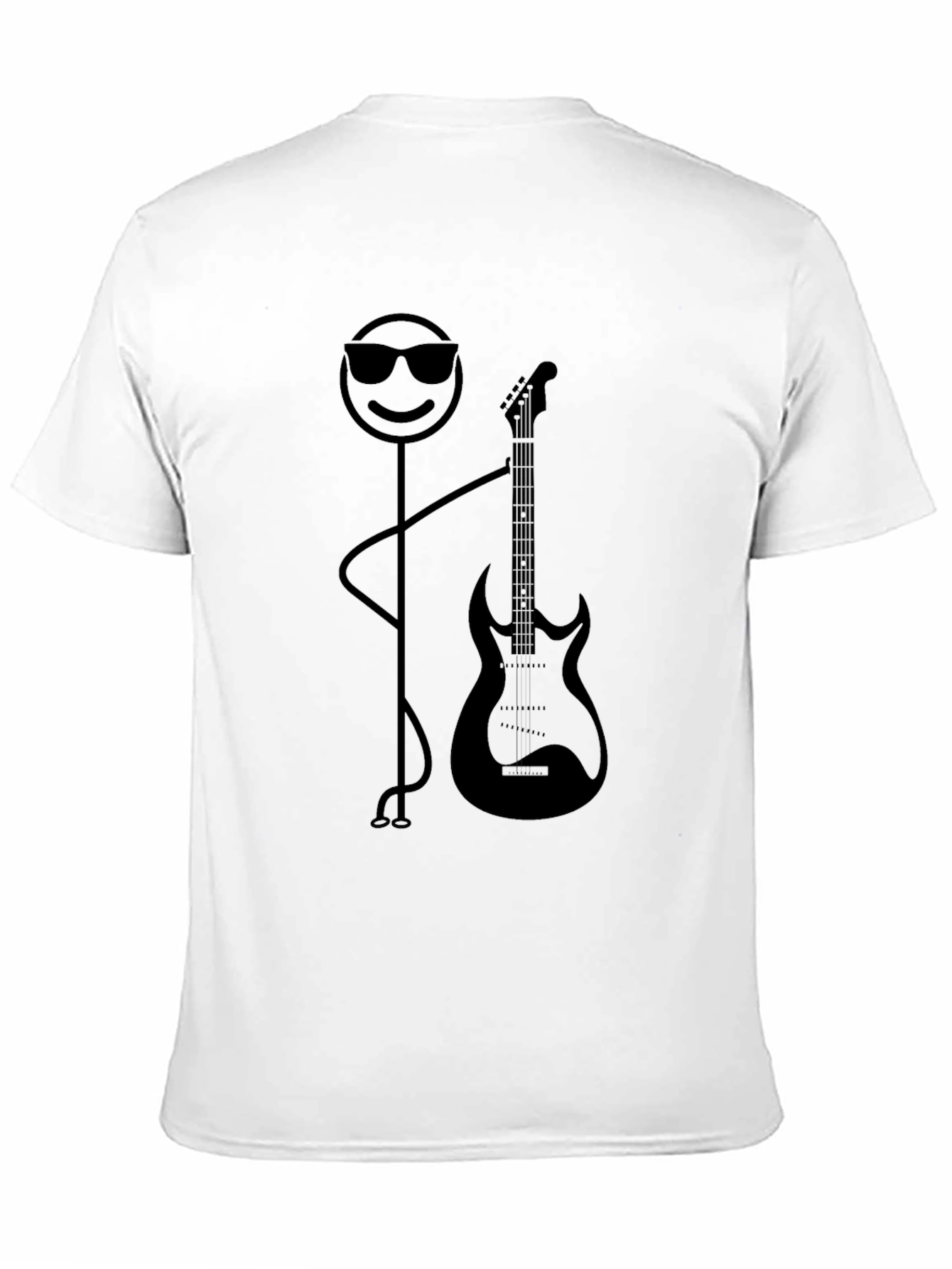 Cool Stick Figure Guitar Player Black T-Shirt