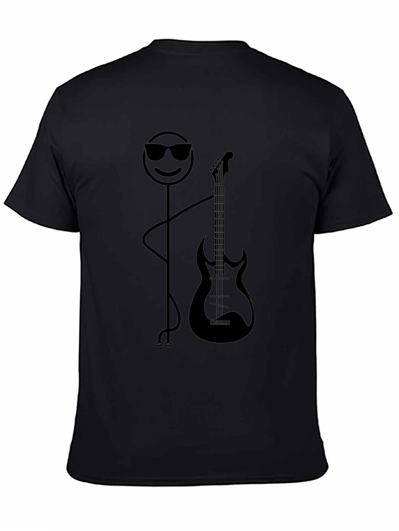 Cool Stick Figure Guitar Player Black T-Shirt