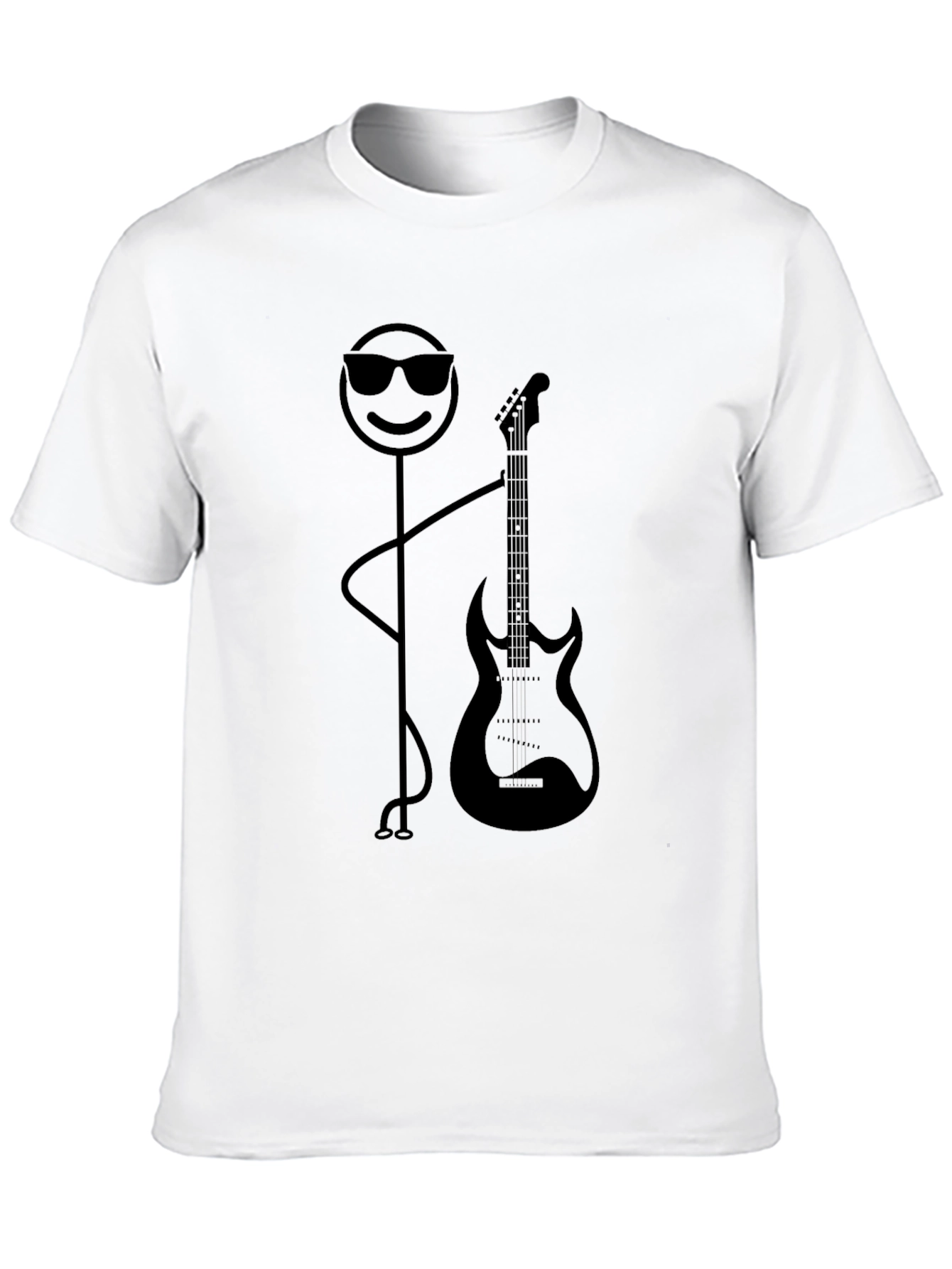 Cool Stick Figure Guitar Player Black T-Shirt