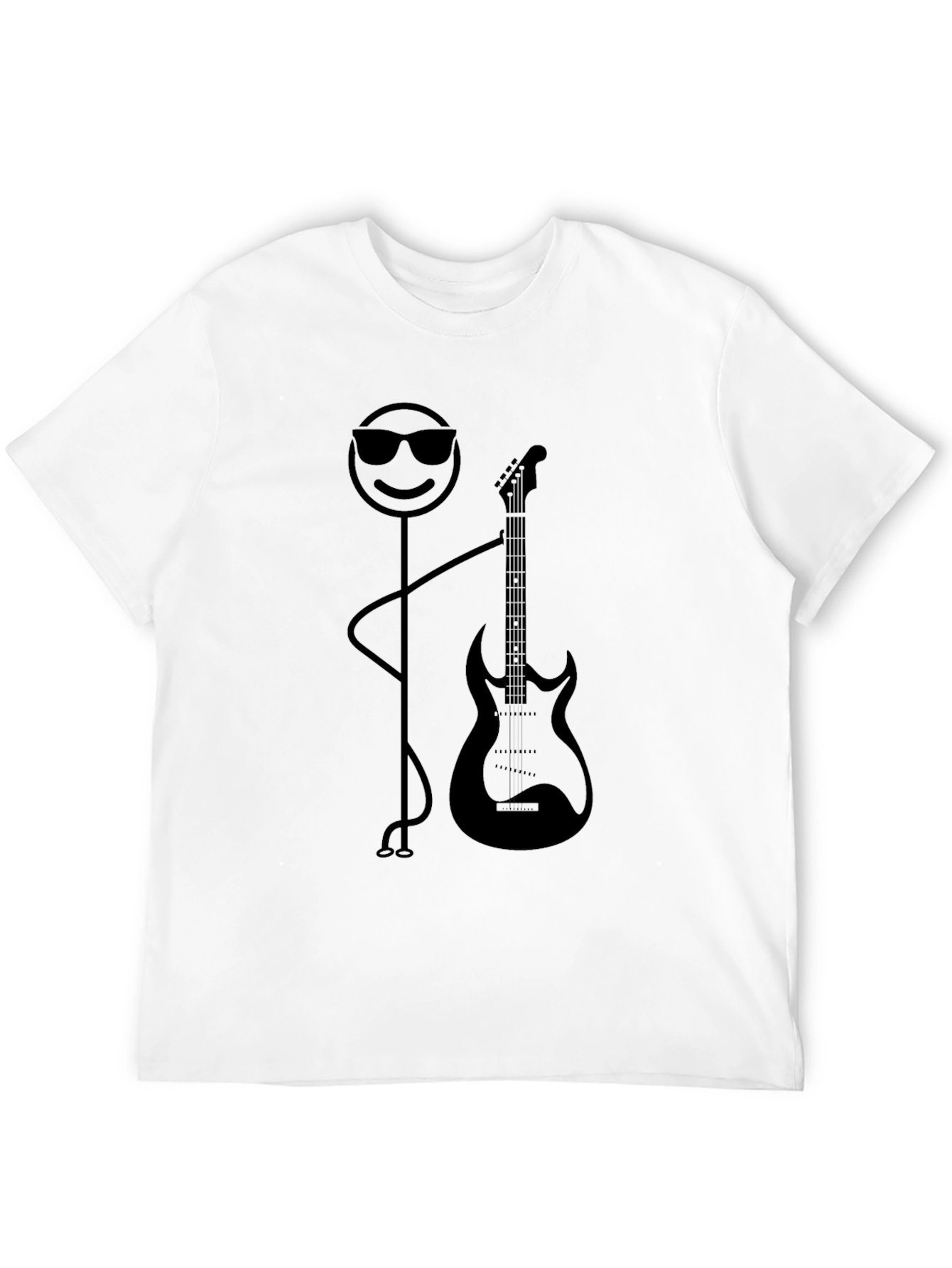 Cool Stick Figure Guitar Player Black T-Shirt