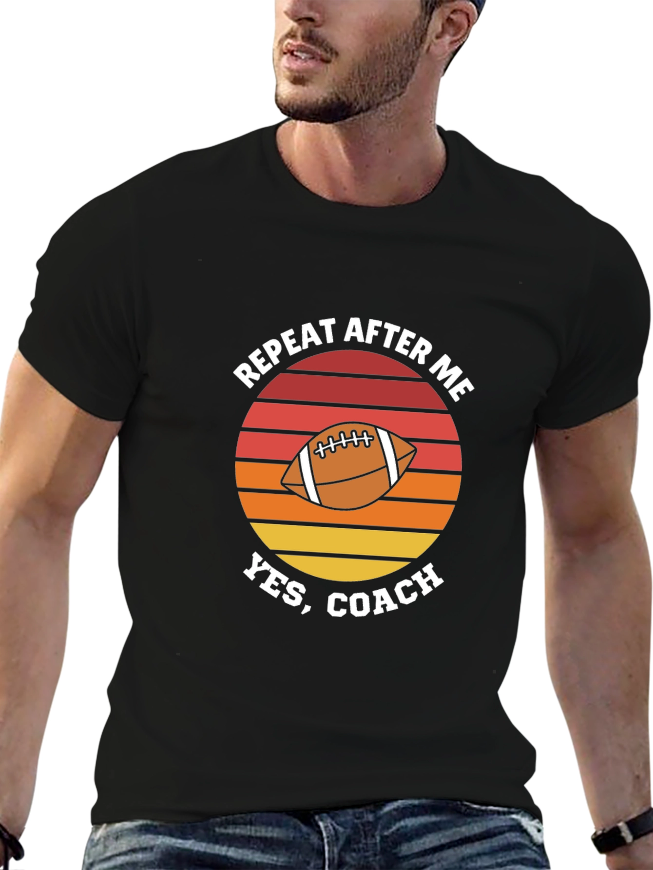 Repeat After Me Yes Coach Football Graphic T-Shirt